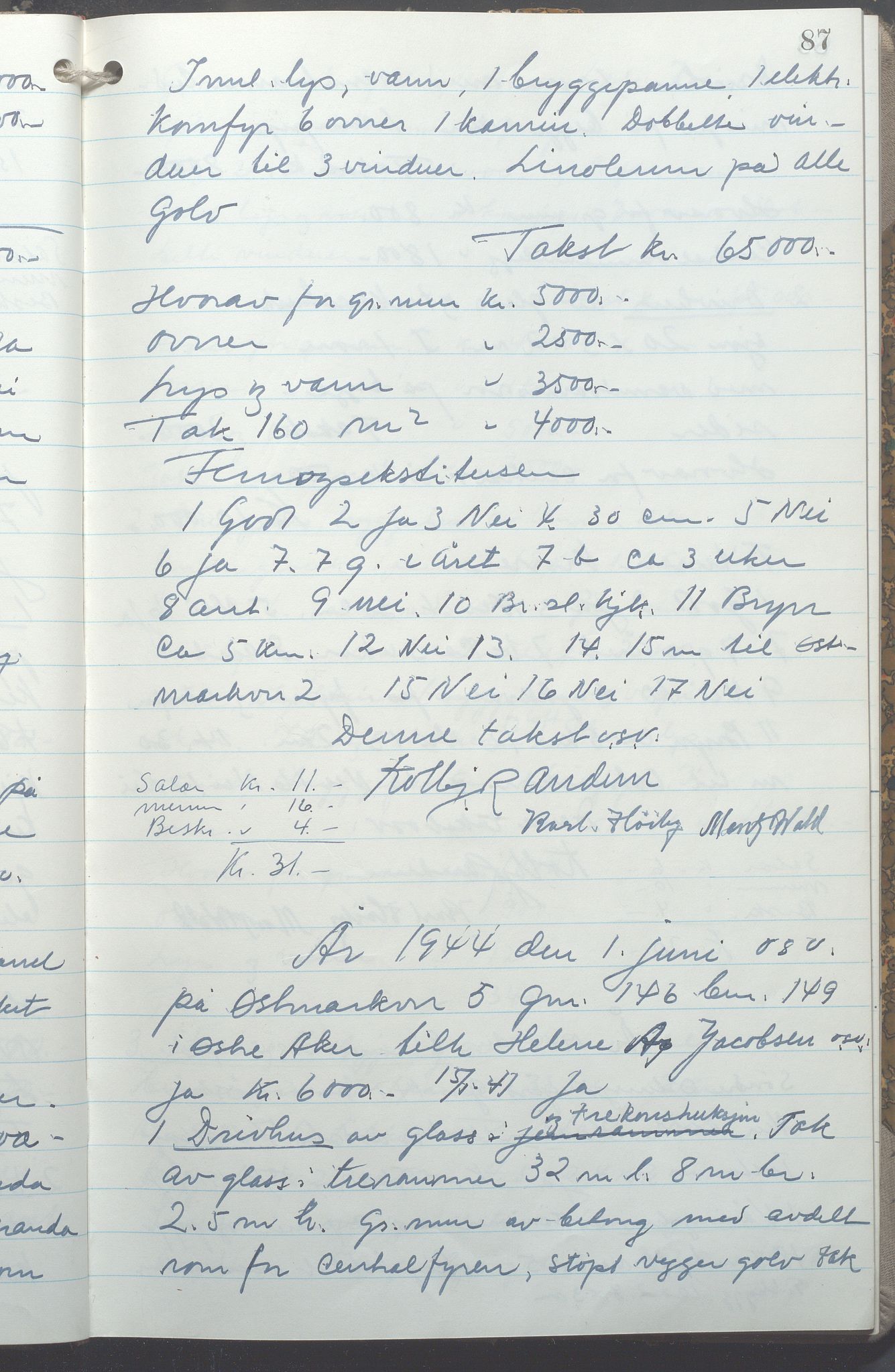 Lensmennene i Aker, OBA/A-10133/F/Fc/L0036: Branntakstprotokoll, 1944-1946, s. 87