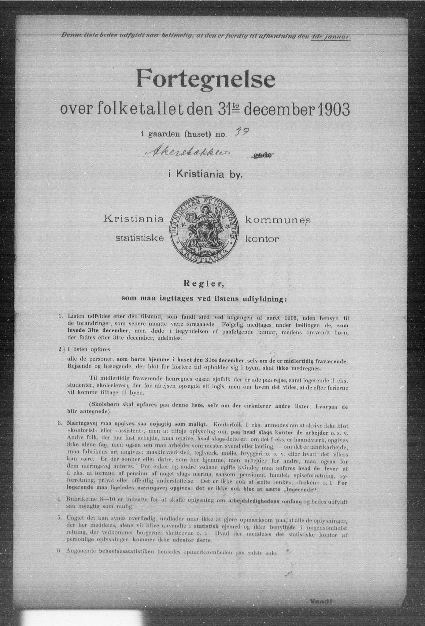 OBA, Kommunal folketelling 31.12.1903 for Kristiania kjøpstad, 1903, s. 61