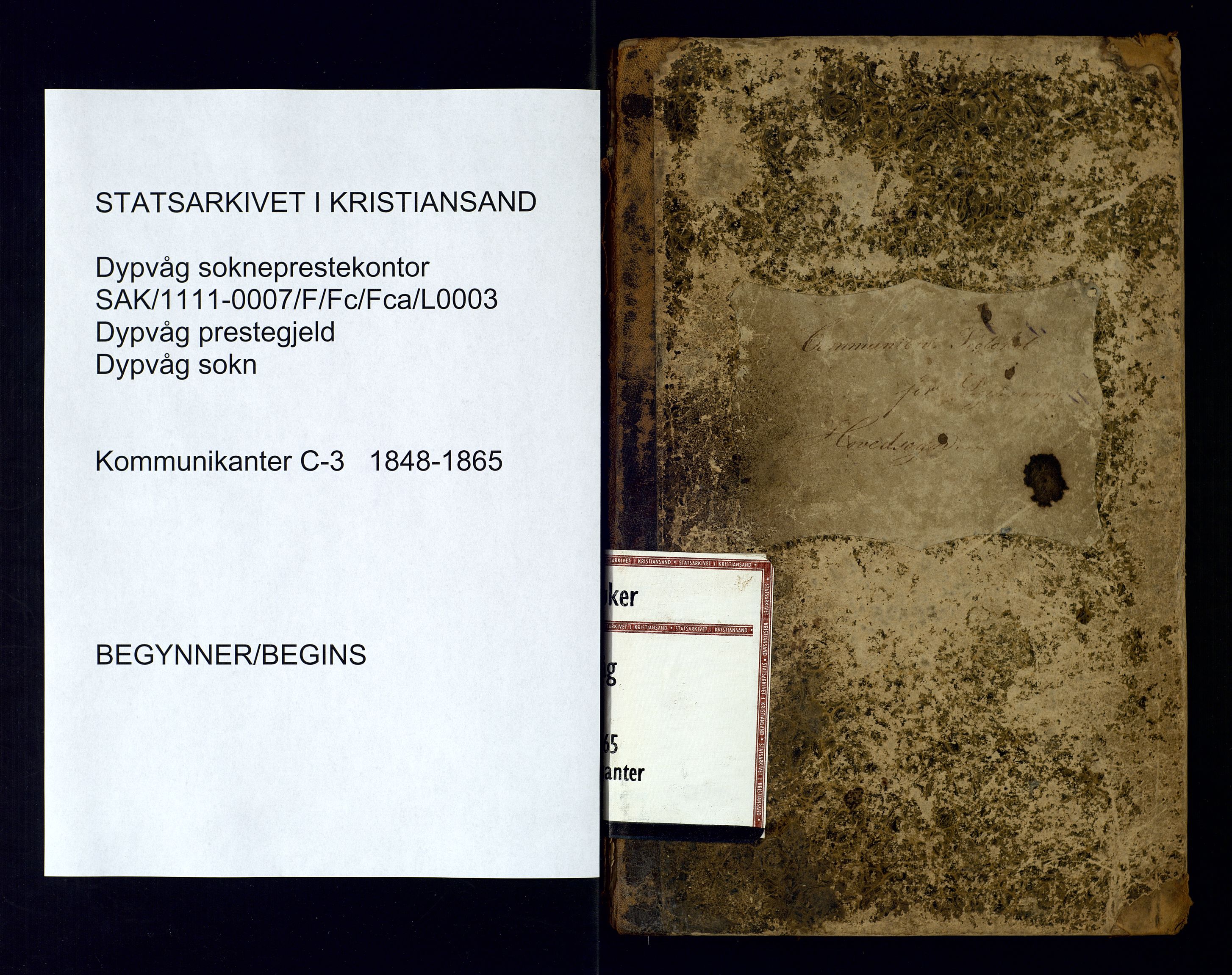 Dypvåg sokneprestkontor, SAK/1111-0007/F/Fc/Fca/L0003: Kommunikantprotokoll nr. C-3, 1848-1865