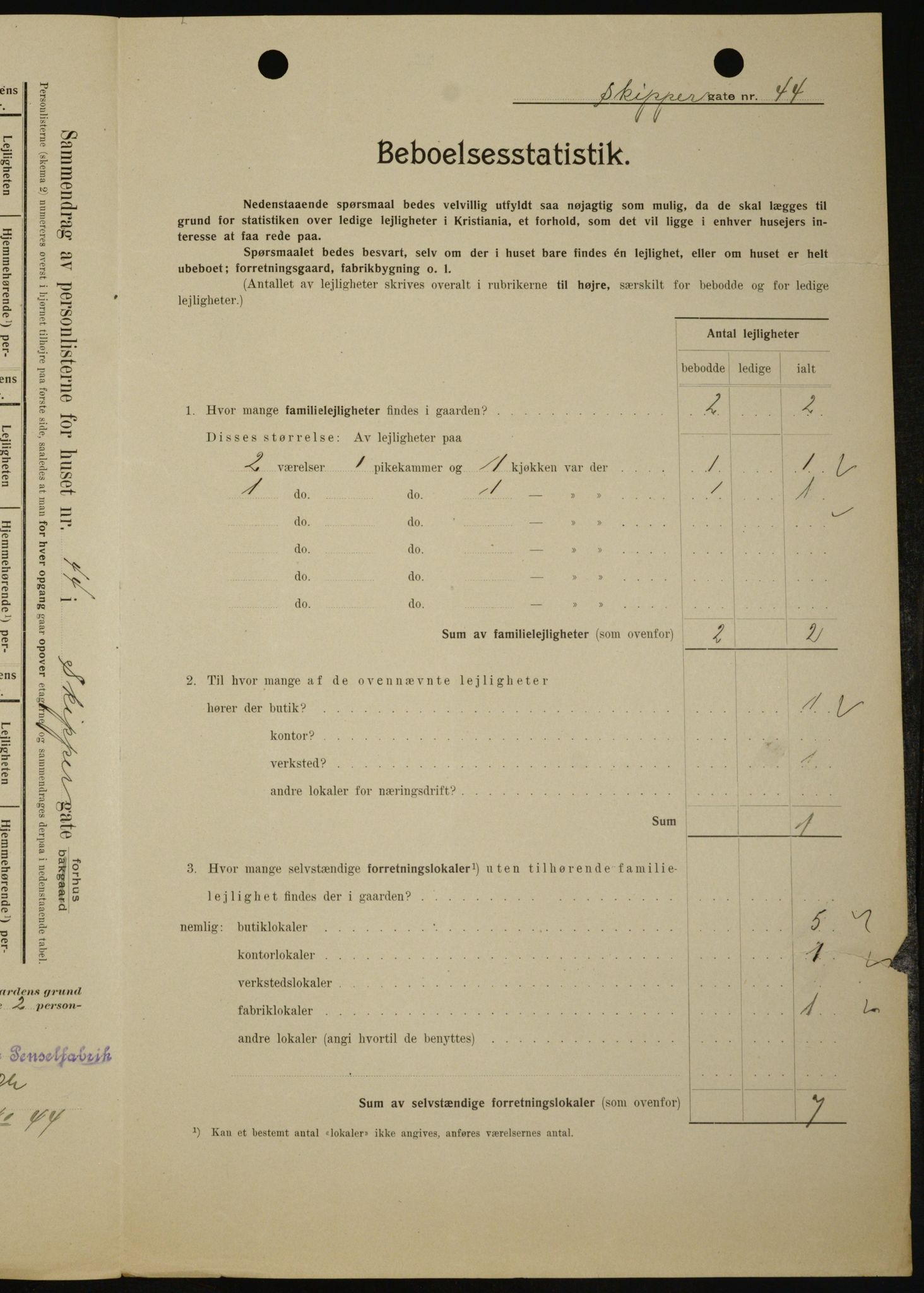 OBA, Kommunal folketelling 1.2.1909 for Kristiania kjøpstad, 1909, s. 86827