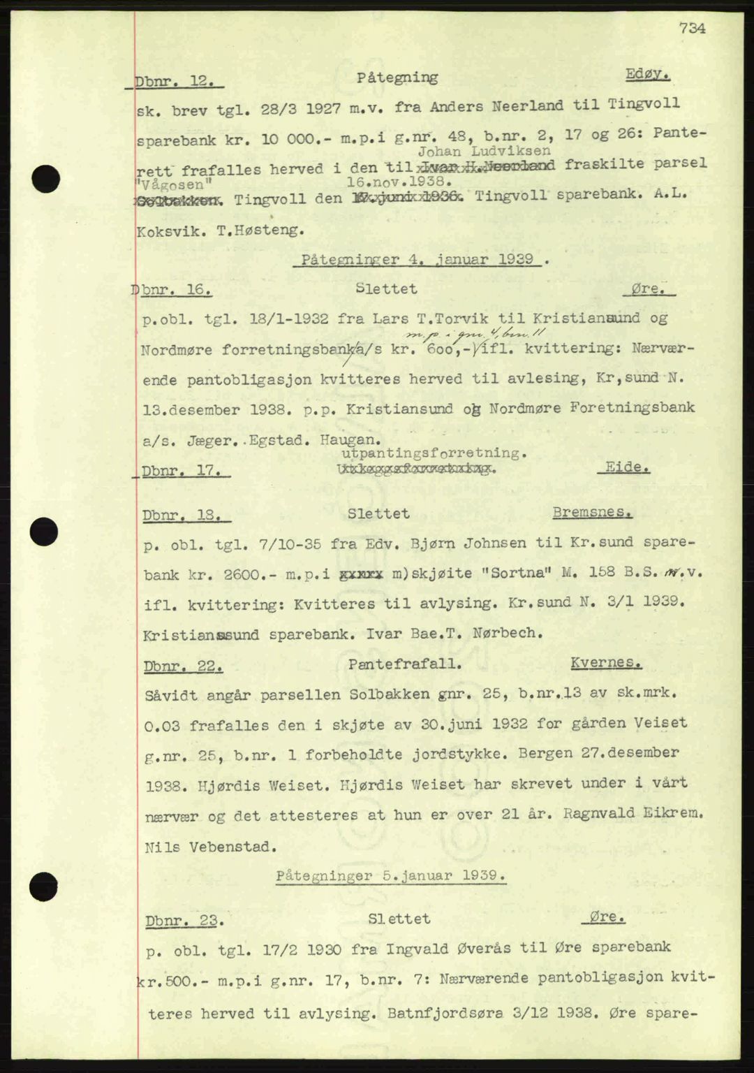 Nordmøre sorenskriveri, SAT/A-4132/1/2/2Ca: Pantebok nr. C80, 1936-1939, Dagboknr: 12/1939