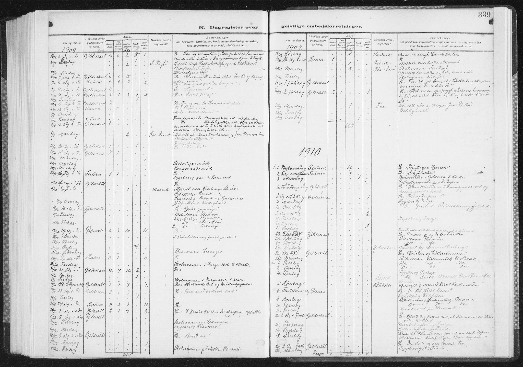 Ministerialprotokoller, klokkerbøker og fødselsregistre - Nordland, AV/SAT-A-1459/805/L0104: Ministerialbok nr. 805A09, 1909-1926, s. 339