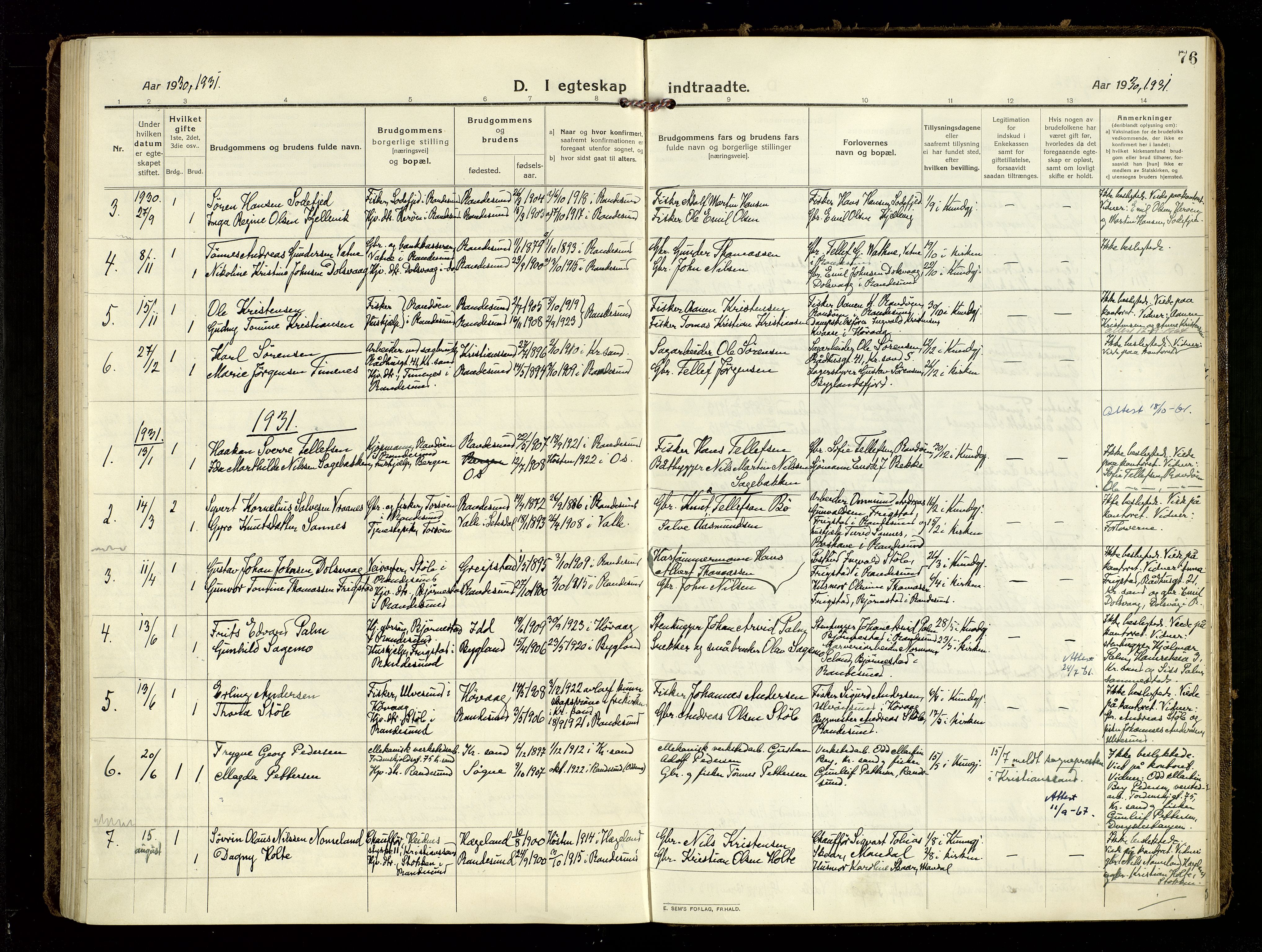 Oddernes sokneprestkontor, SAK/1111-0033/F/Fa/Fab/L0004: Ministerialbok nr. A 4, 1916-1935, s. 76
