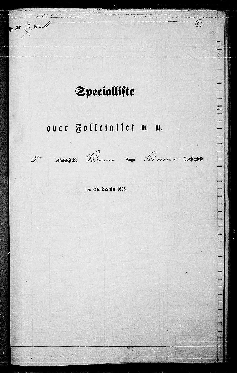 RA, Folketelling 1865 for 0226P Sørum prestegjeld, 1865, s. 61