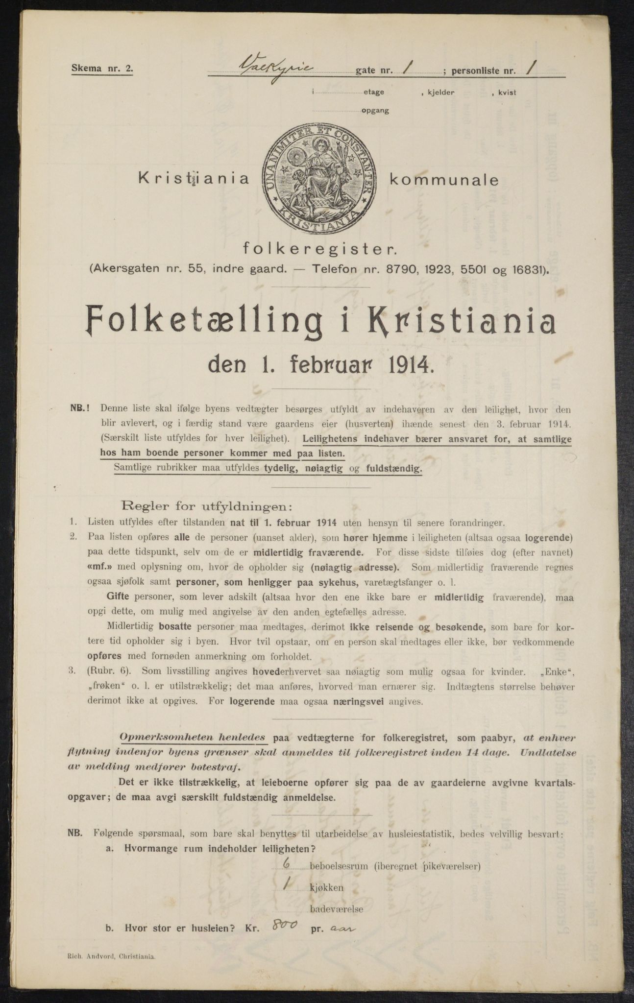 OBA, Kommunal folketelling 1.2.1914 for Kristiania, 1914, s. 122668