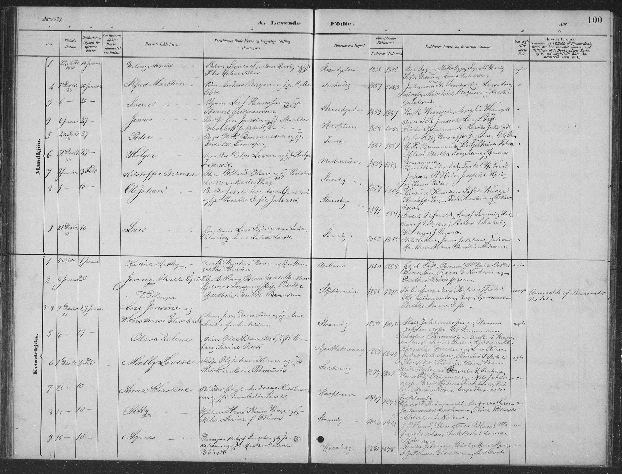 Haugesund sokneprestkontor, AV/SAST-A -101863/H/Ha/Hab/L0002: Klokkerbok nr. B 2, 1881-1894, s. 100