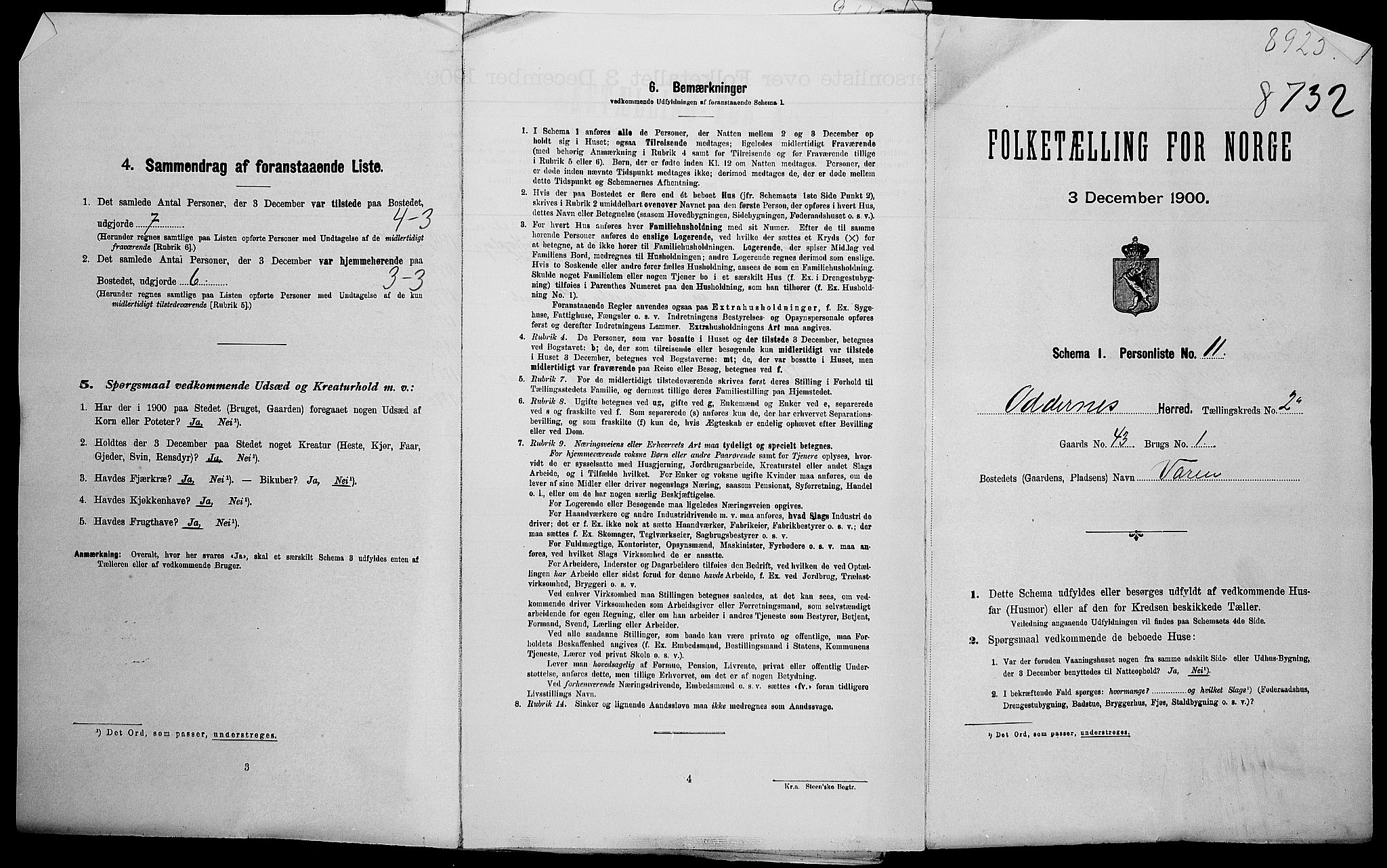SAK, Folketelling 1900 for 1012 Oddernes herred, 1900, s. 59