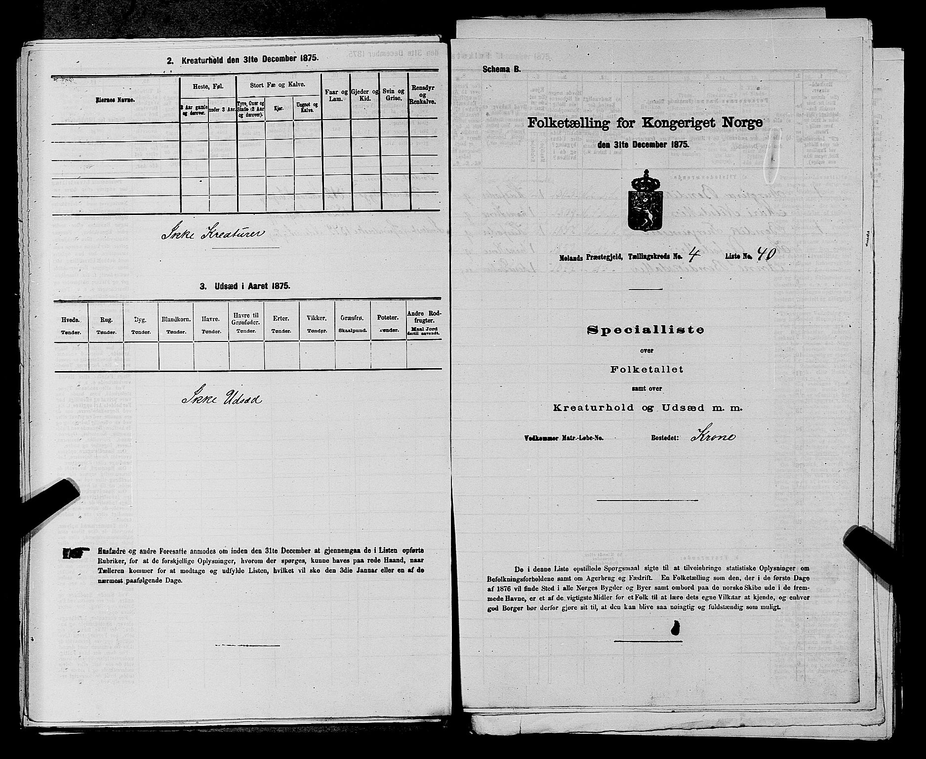 SAKO, Folketelling 1875 for 0831P Moland prestegjeld, 1875, s. 435