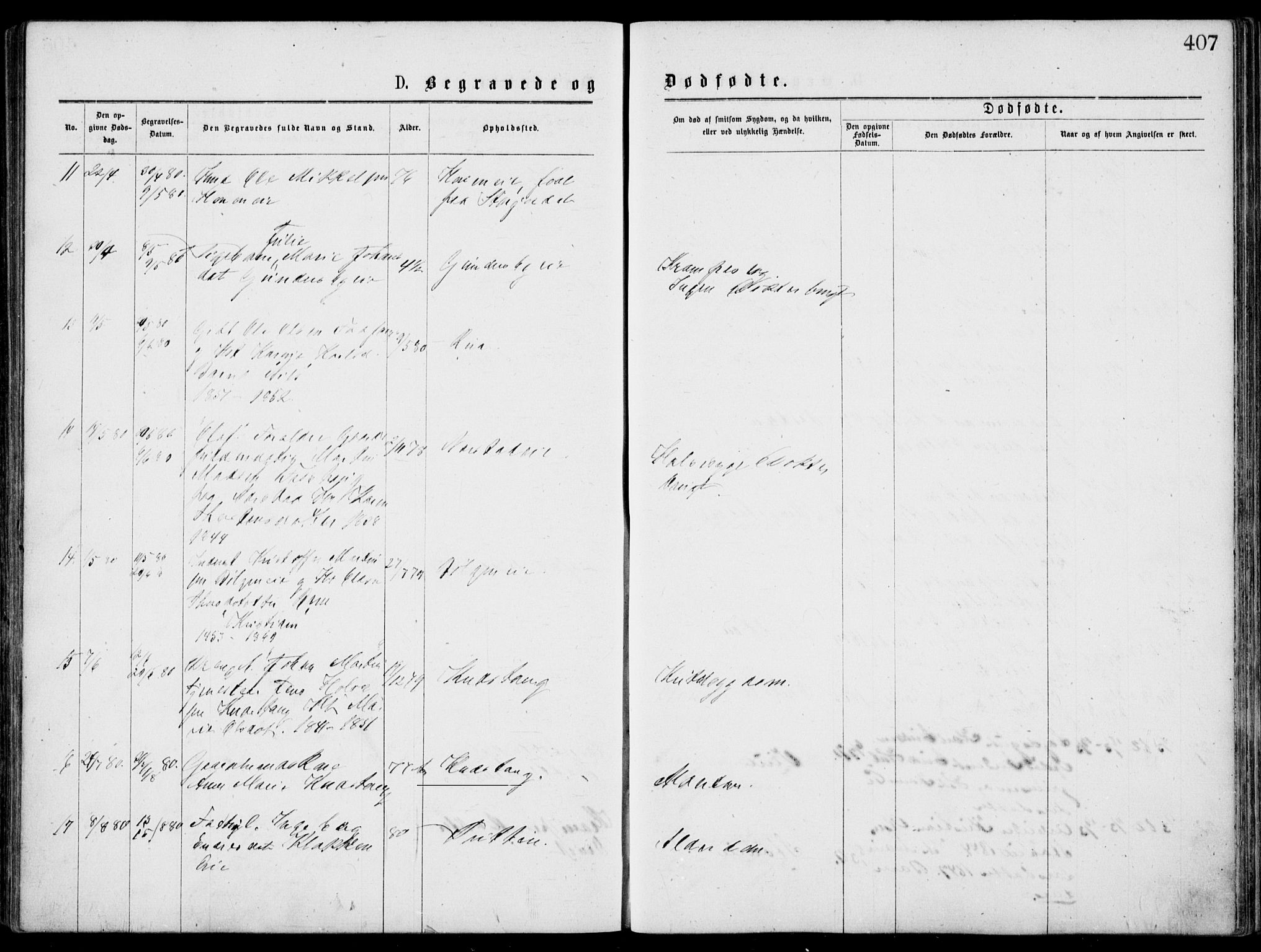 Norderhov kirkebøker, AV/SAKO-A-237/G/Gb/L0001: Klokkerbok nr. II 1, 1876-1899, s. 407