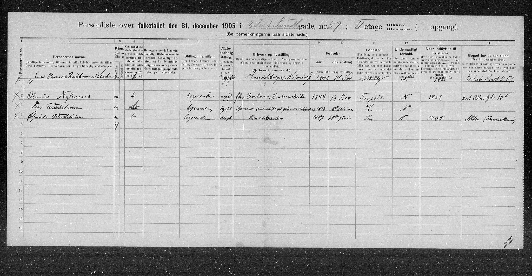 OBA, Kommunal folketelling 31.12.1905 for Kristiania kjøpstad, 1905, s. 10109