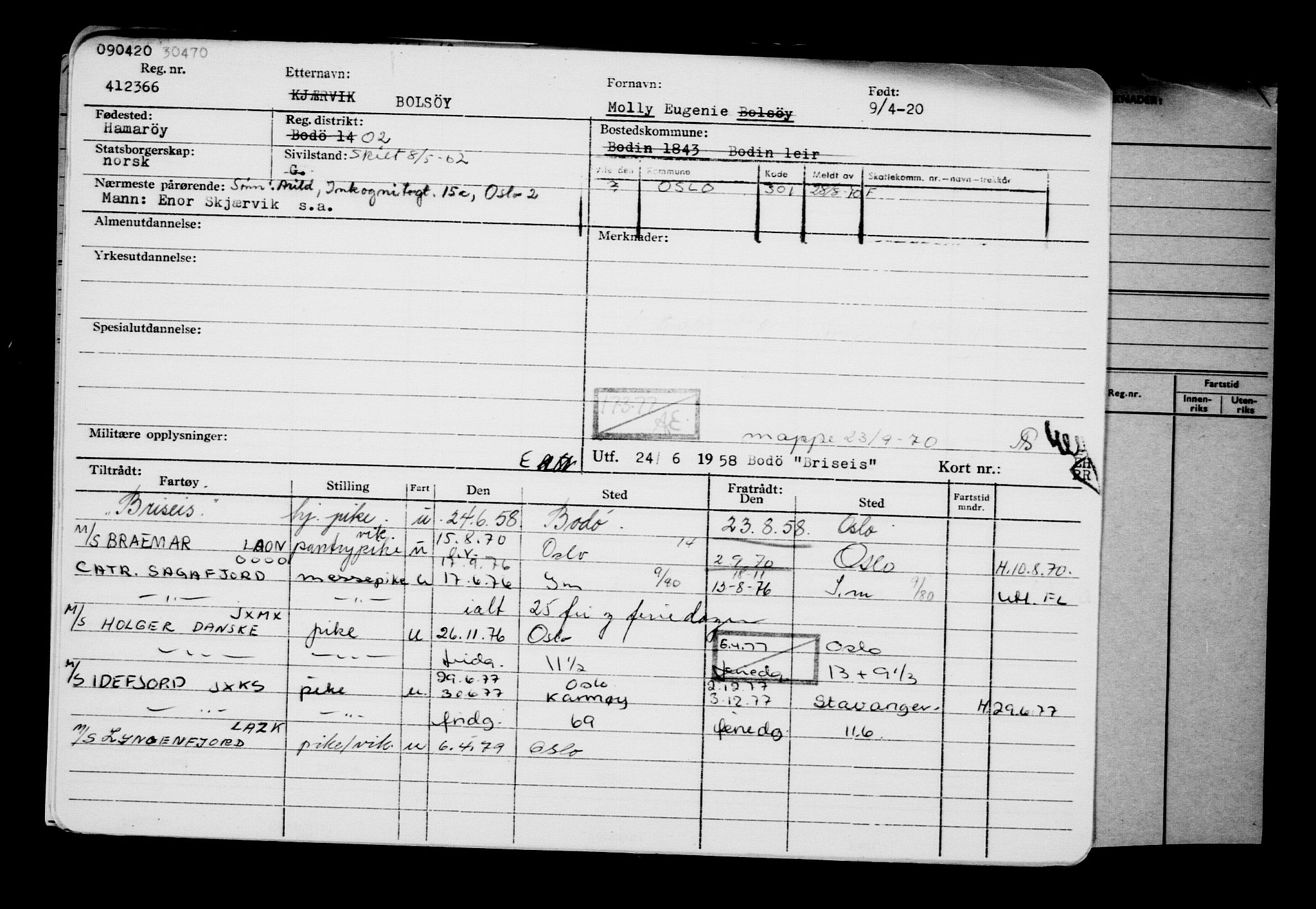 Direktoratet for sjømenn, AV/RA-S-3545/G/Gb/L0179: Hovedkort, 1920, s. 258