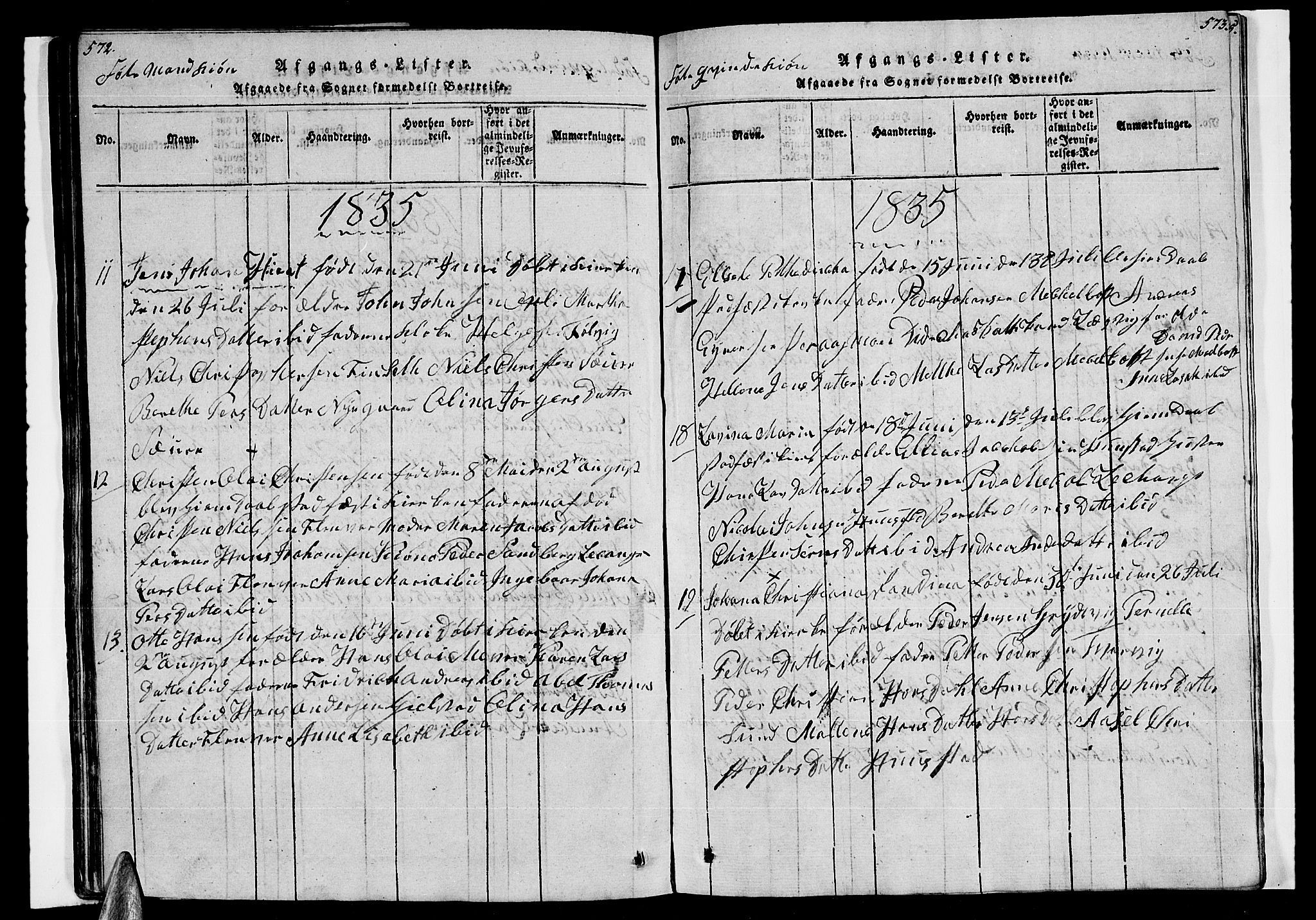 Ministerialprotokoller, klokkerbøker og fødselsregistre - Nordland, AV/SAT-A-1459/805/L0105: Klokkerbok nr. 805C01, 1820-1839, s. 572-573