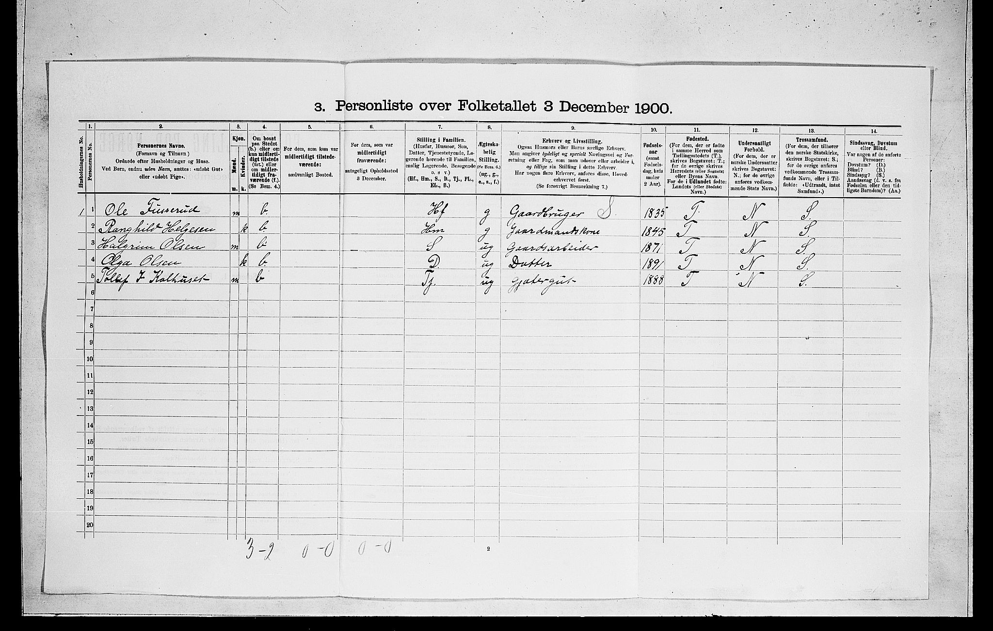 RA, Folketelling 1900 for 0616 Nes herred, 1900, s. 53