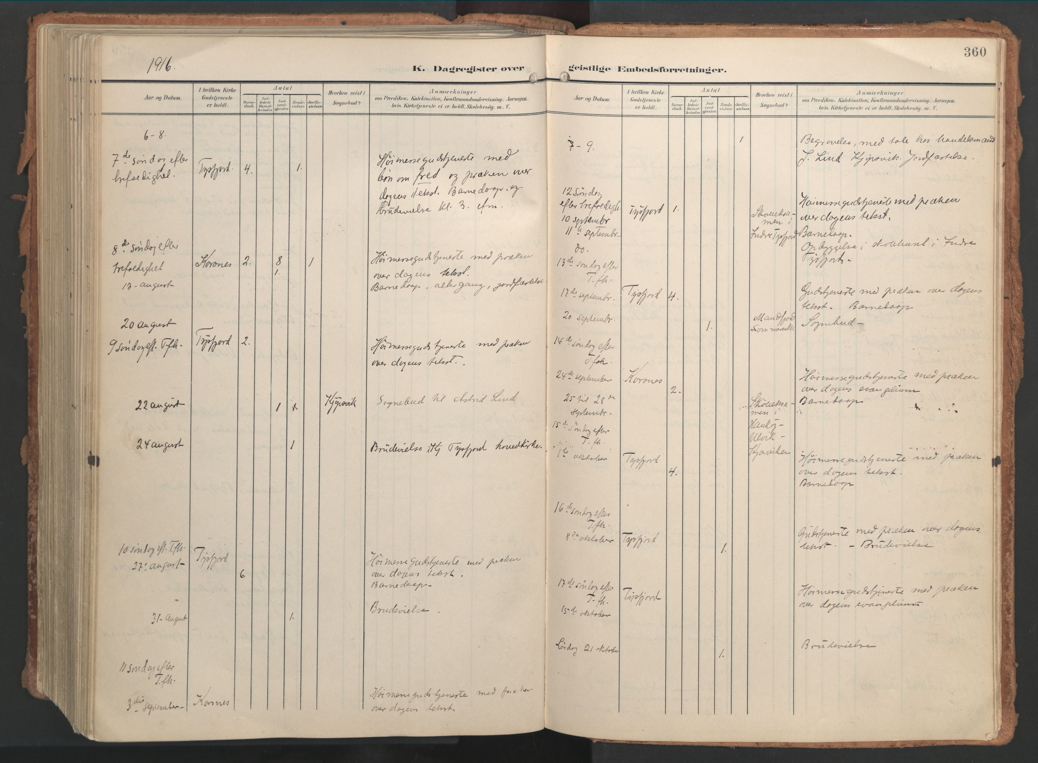 Ministerialprotokoller, klokkerbøker og fødselsregistre - Nordland, AV/SAT-A-1459/861/L0871: Ministerialbok nr. 861A06, 1903-1916, s. 360