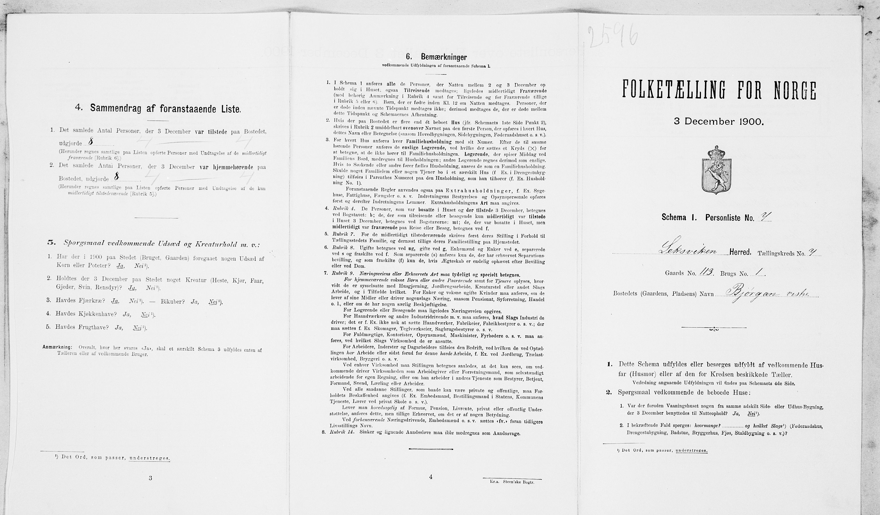 SAT, Folketelling 1900 for 1718 Leksvik herred, 1900, s. 843