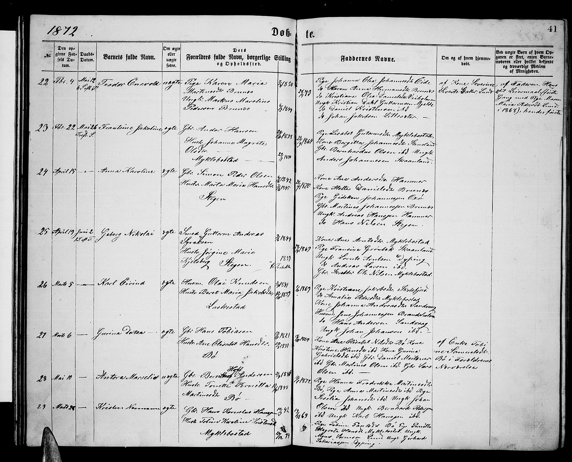 Ministerialprotokoller, klokkerbøker og fødselsregistre - Nordland, AV/SAT-A-1459/855/L0815: Klokkerbok nr. 855C04, 1865-1878, s. 41