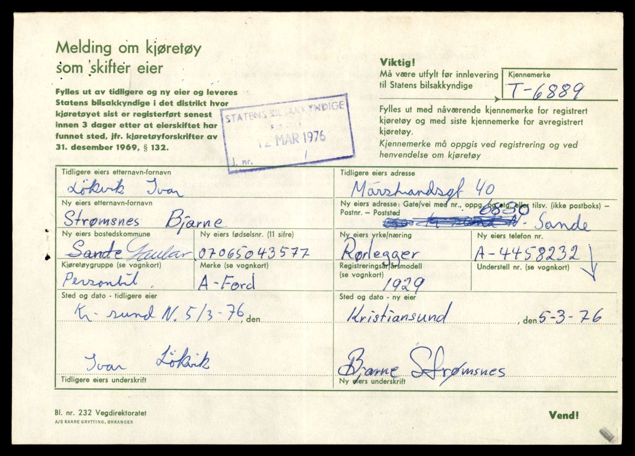 Møre og Romsdal vegkontor - Ålesund trafikkstasjon, AV/SAT-A-4099/F/Fe/L0017: Registreringskort for kjøretøy T 1985 - T 10090, 1927-1998, s. 813