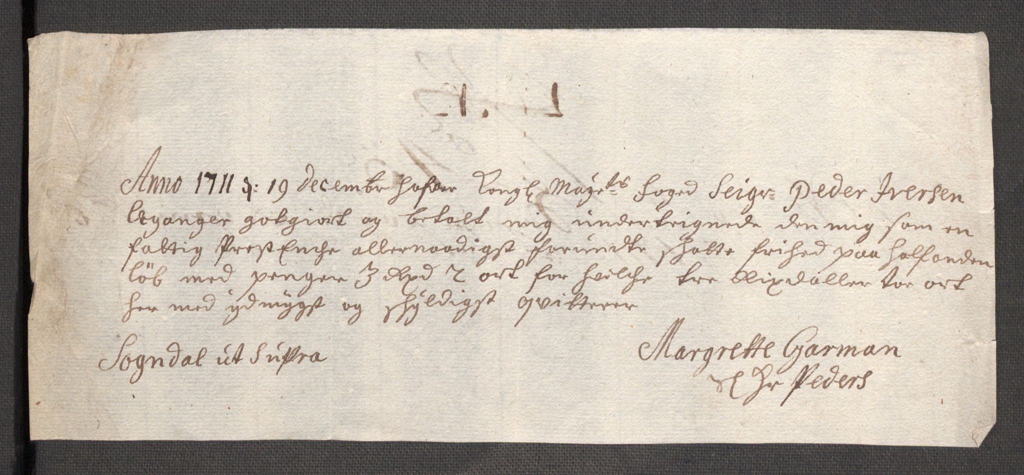 Rentekammeret inntil 1814, Reviderte regnskaper, Fogderegnskap, AV/RA-EA-4092/R52/L3317: Fogderegnskap Sogn, 1711, s. 245