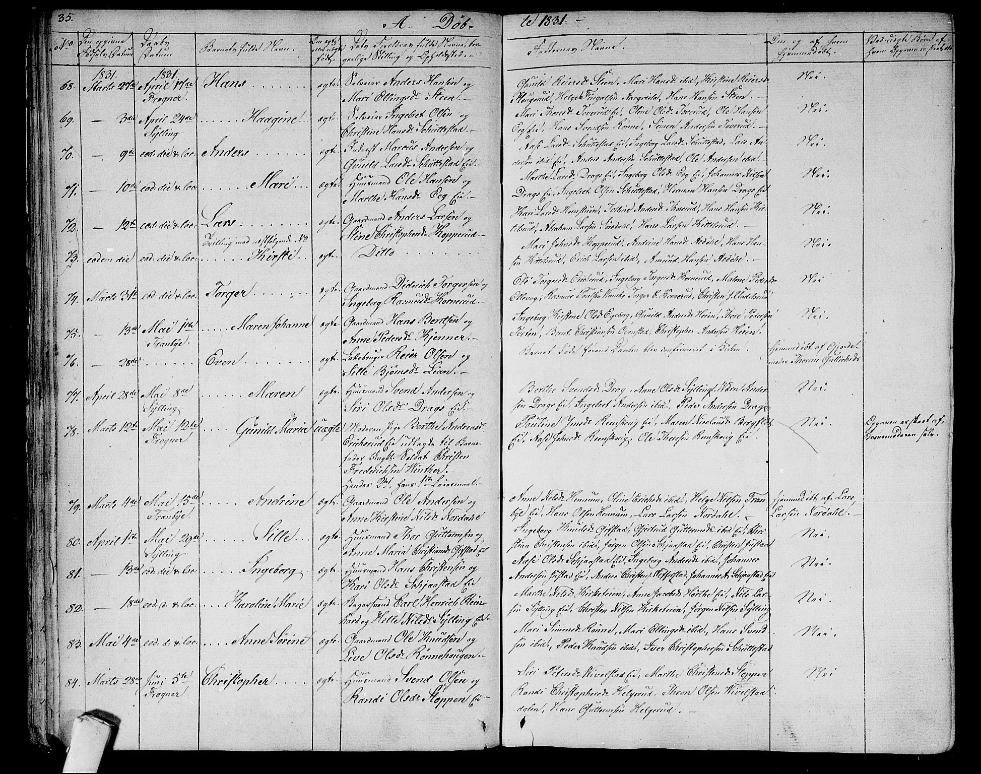 Lier kirkebøker, AV/SAKO-A-230/F/Fa/L0010: Ministerialbok nr. I 10, 1827-1843, s. 35