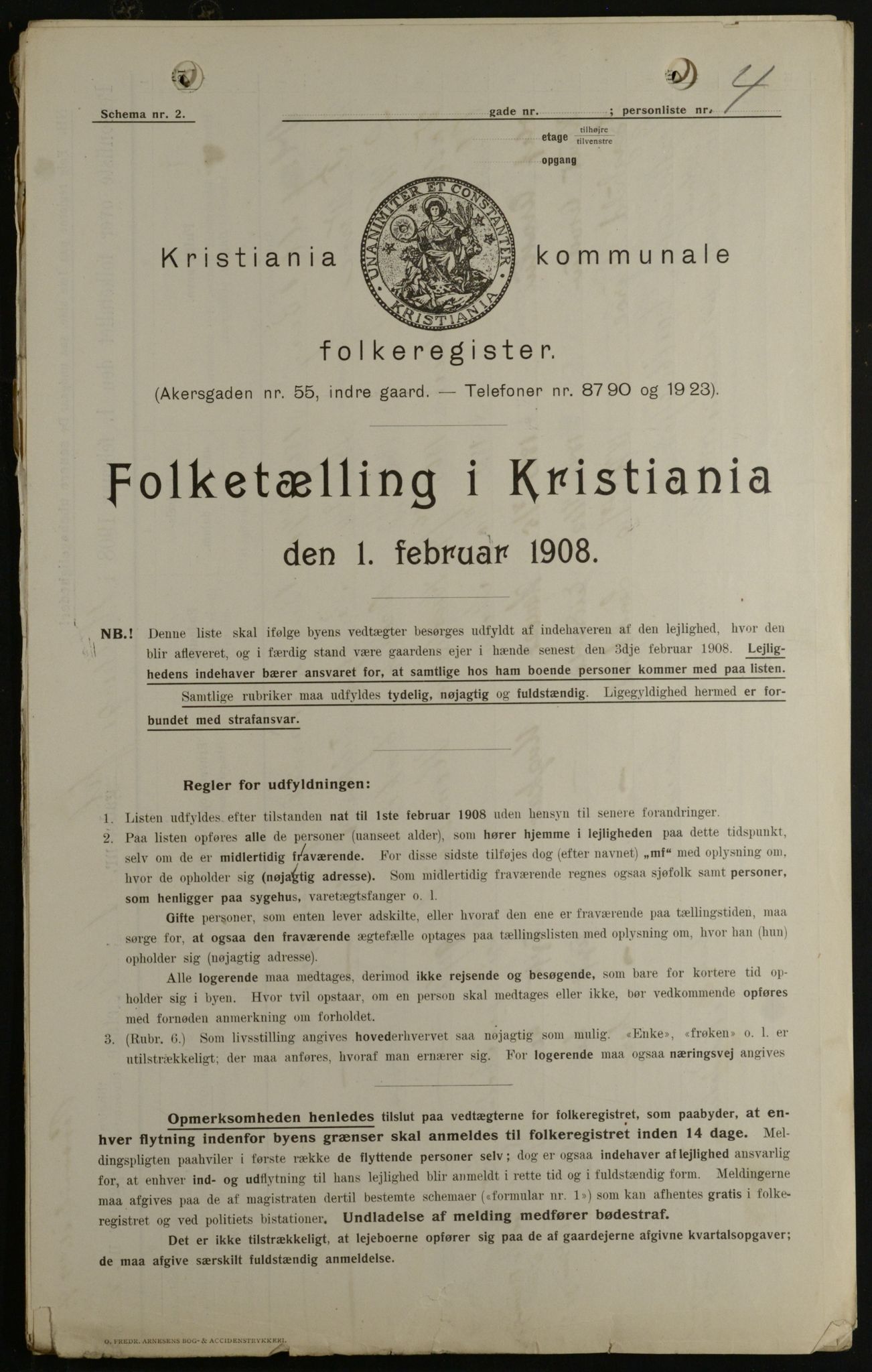 OBA, Kommunal folketelling 1.2.1908 for Kristiania kjøpstad, 1908, s. 36449