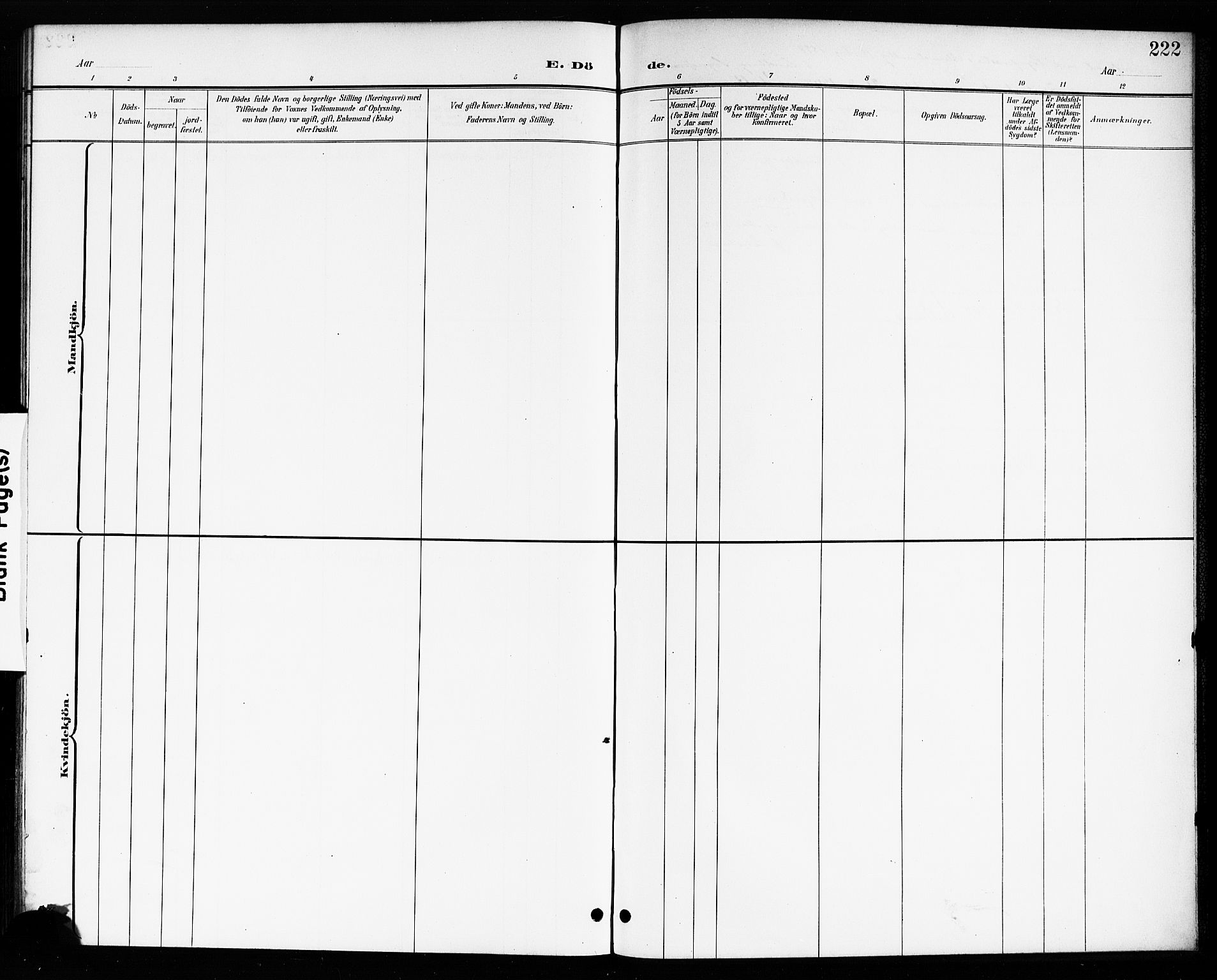 Drøbak prestekontor Kirkebøker, AV/SAO-A-10142a/G/Ga/L0001: Klokkerbok nr. I 1, 1897-1917, s. 222