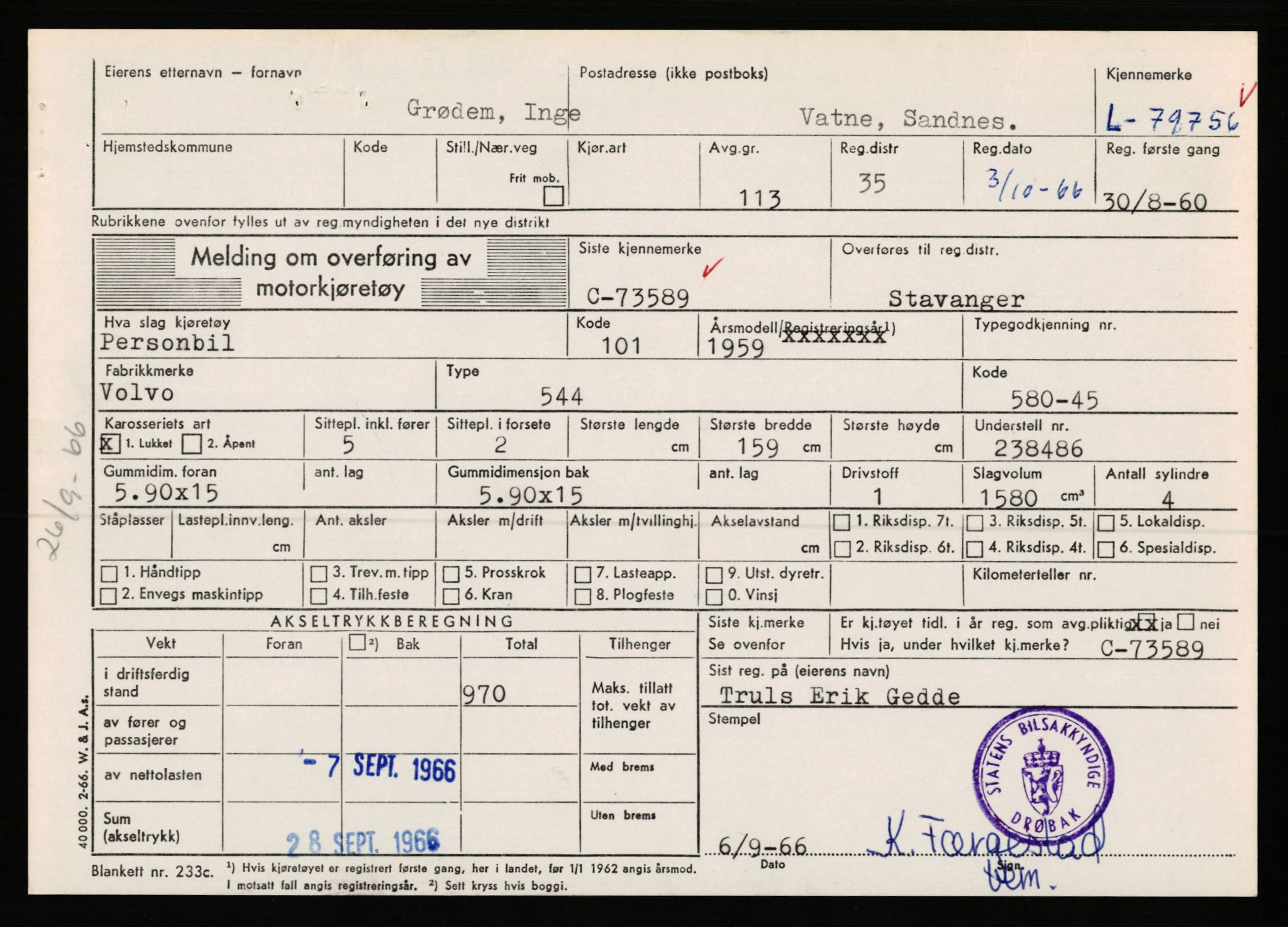 Stavanger trafikkstasjon, AV/SAST-A-101942/0/F/L0070: L-78800 - L-80499, 1930-1971, s. 1046