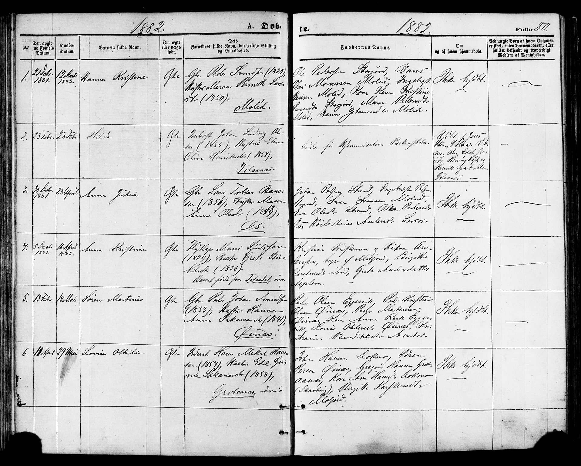 Ministerialprotokoller, klokkerbøker og fødselsregistre - Nordland, AV/SAT-A-1459/846/L0645: Ministerialbok nr. 846A03, 1872-1886, s. 80