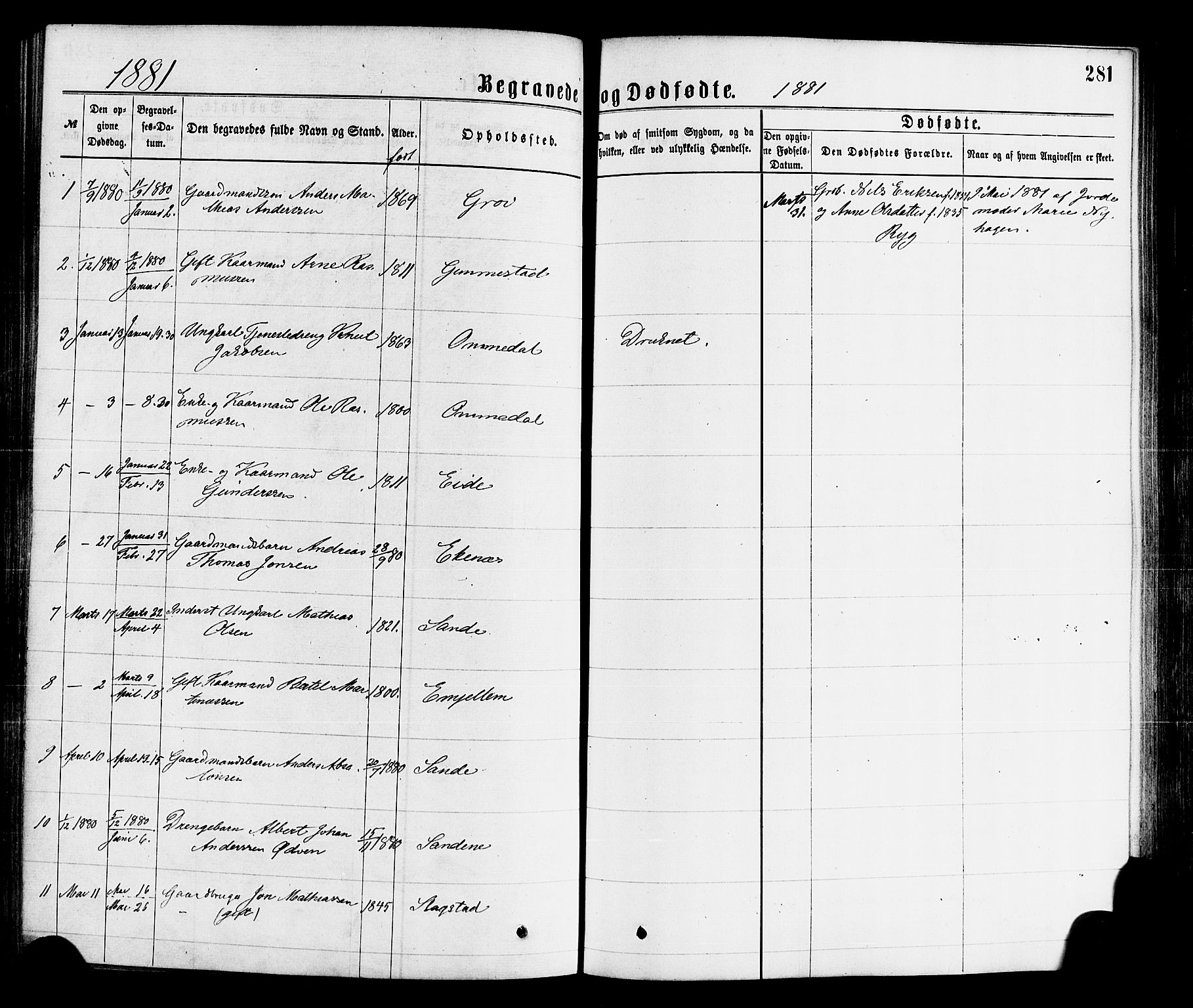 Gloppen sokneprestembete, AV/SAB-A-80101/H/Haa/Haaa/L0010: Ministerialbok nr. A 10, 1871-1884, s. 281