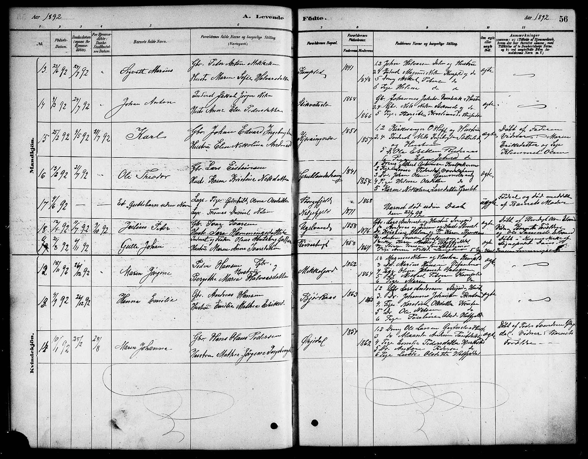 Ministerialprotokoller, klokkerbøker og fødselsregistre - Nordland, SAT/A-1459/823/L0330: Klokkerbok nr. 823C02, 1879-1916, s. 56