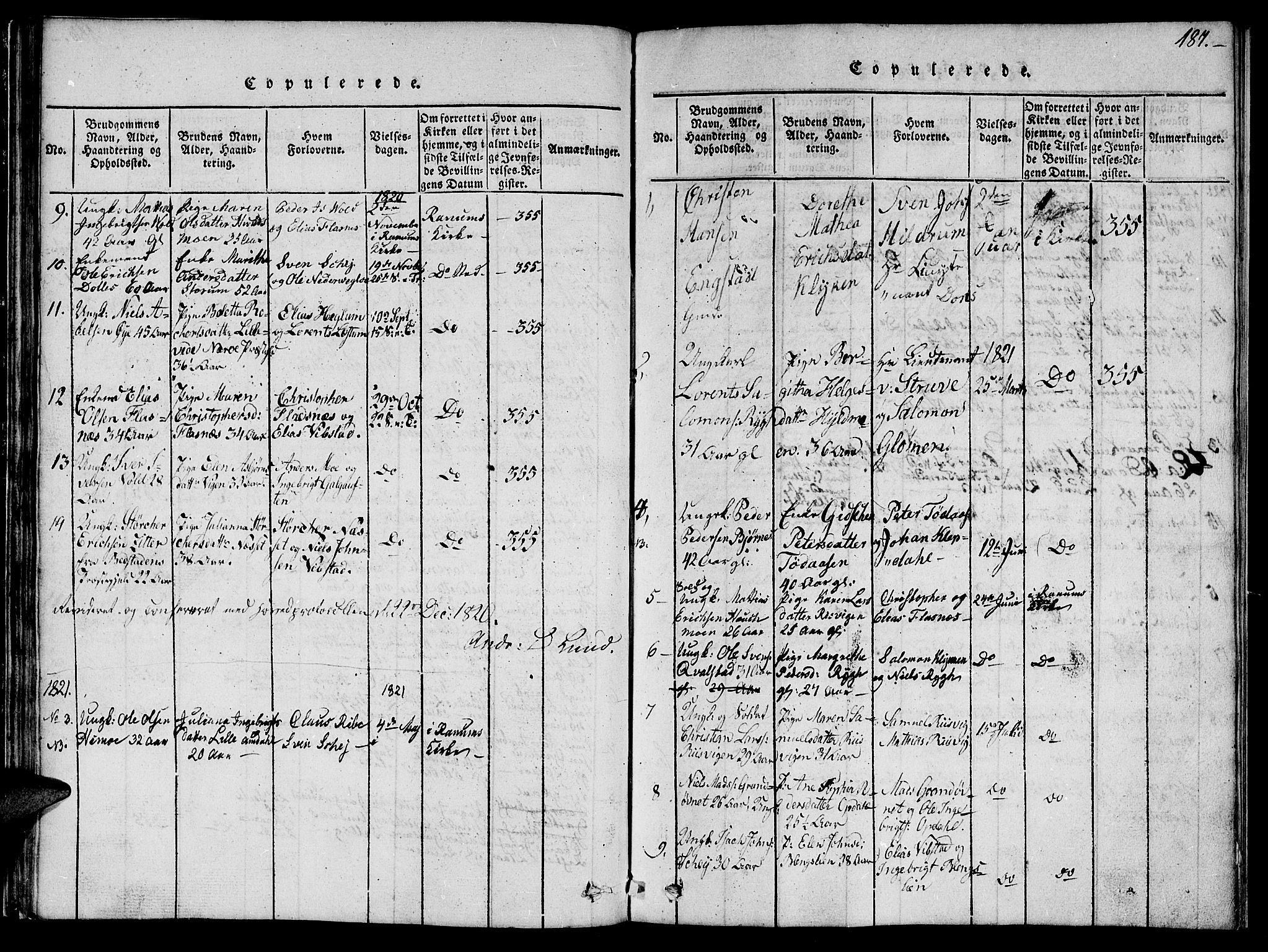 Ministerialprotokoller, klokkerbøker og fødselsregistre - Nord-Trøndelag, AV/SAT-A-1458/764/L0559: Klokkerbok nr. 764C01, 1816-1824, s. 187