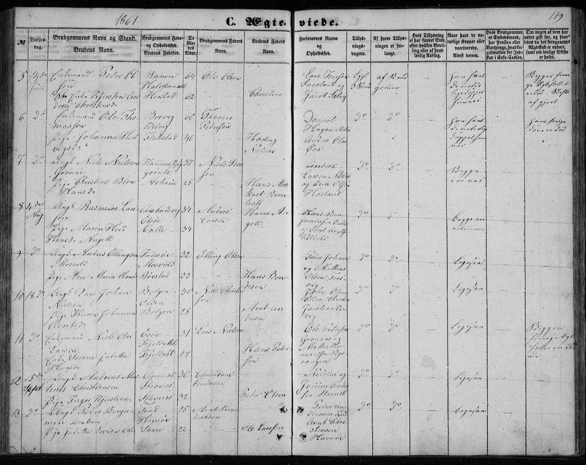 Ministerialprotokoller, klokkerbøker og fødselsregistre - Nordland, AV/SAT-A-1459/843/L0633: Klokkerbok nr. 843C02, 1853-1873, s. 119