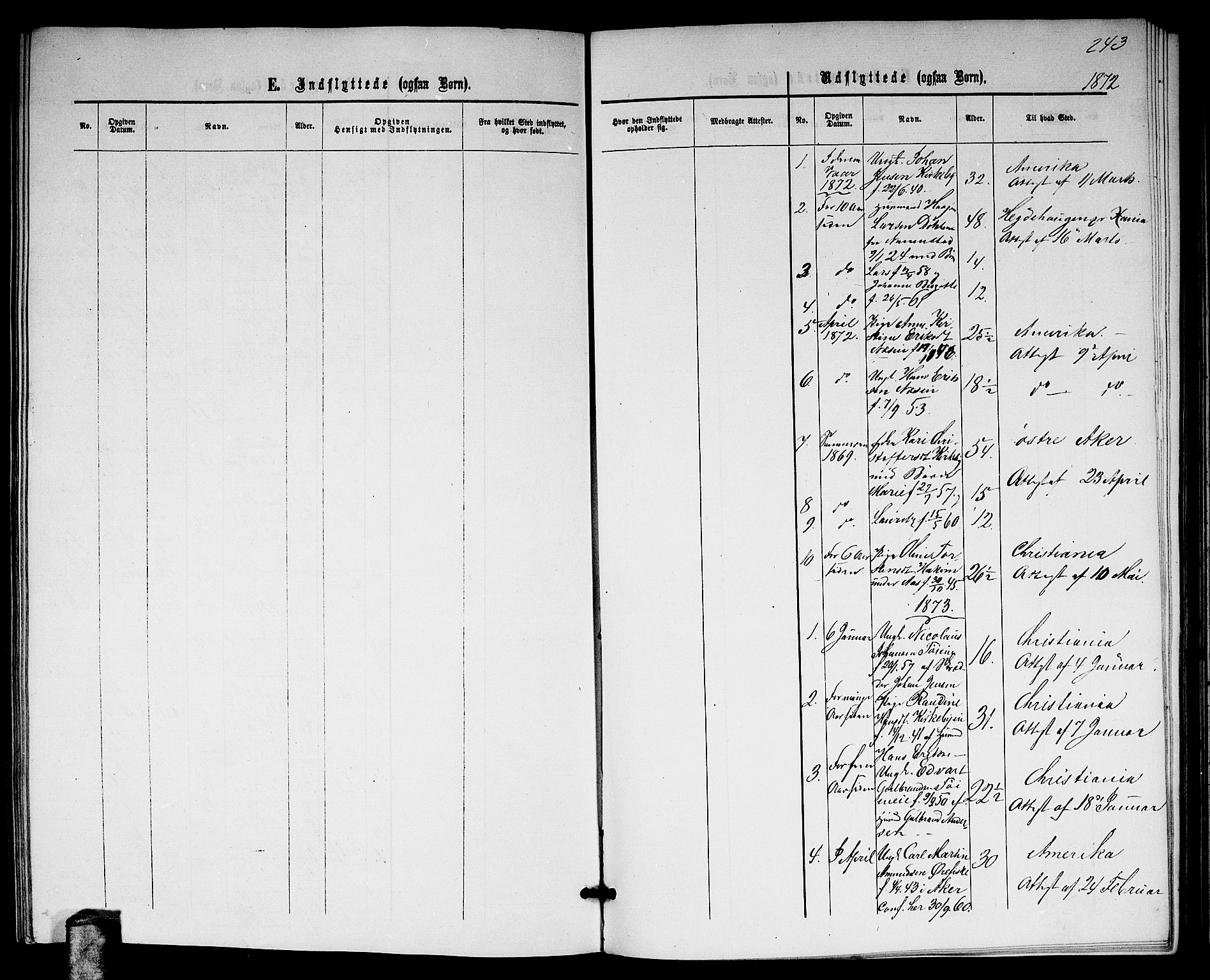 Nittedal prestekontor Kirkebøker, SAO/A-10365a/G/Gb/L0001: Klokkerbok nr. II 1, 1859-1878, s. 243