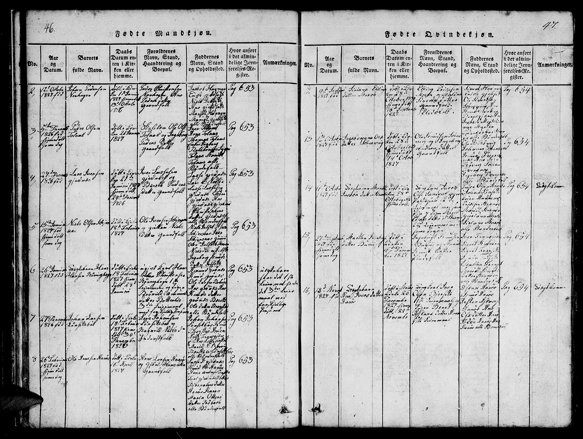 Ministerialprotokoller, klokkerbøker og fødselsregistre - Møre og Romsdal, SAT/A-1454/555/L0665: Klokkerbok nr. 555C01, 1818-1868, s. 46-47