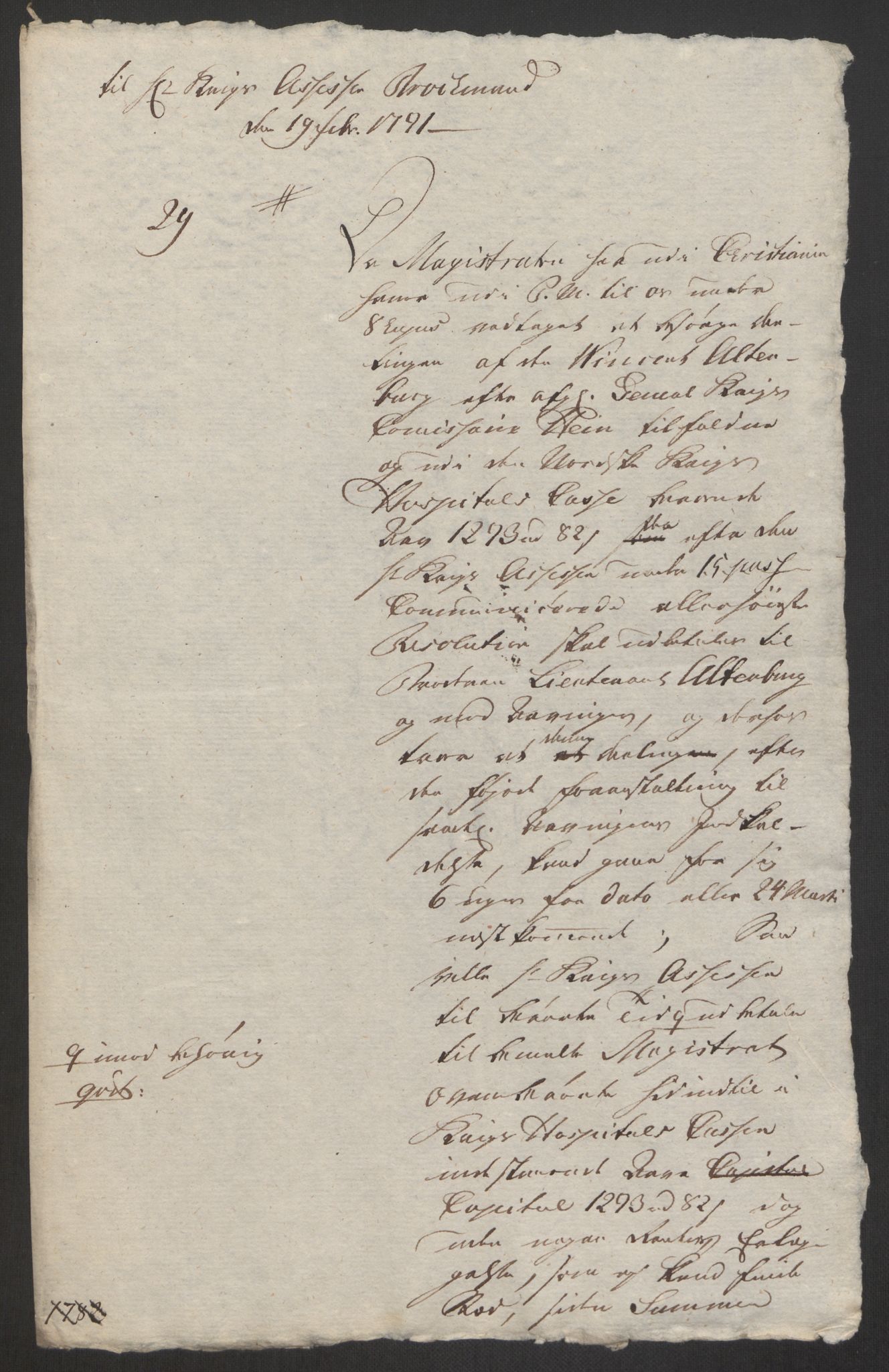 Forsvaret, Den norske kvesthuskasse/krigshospitalkasse, AV/RA-RAFA-1887/F/Fa/L0008: Konsepter, 1790-1793, s. 399