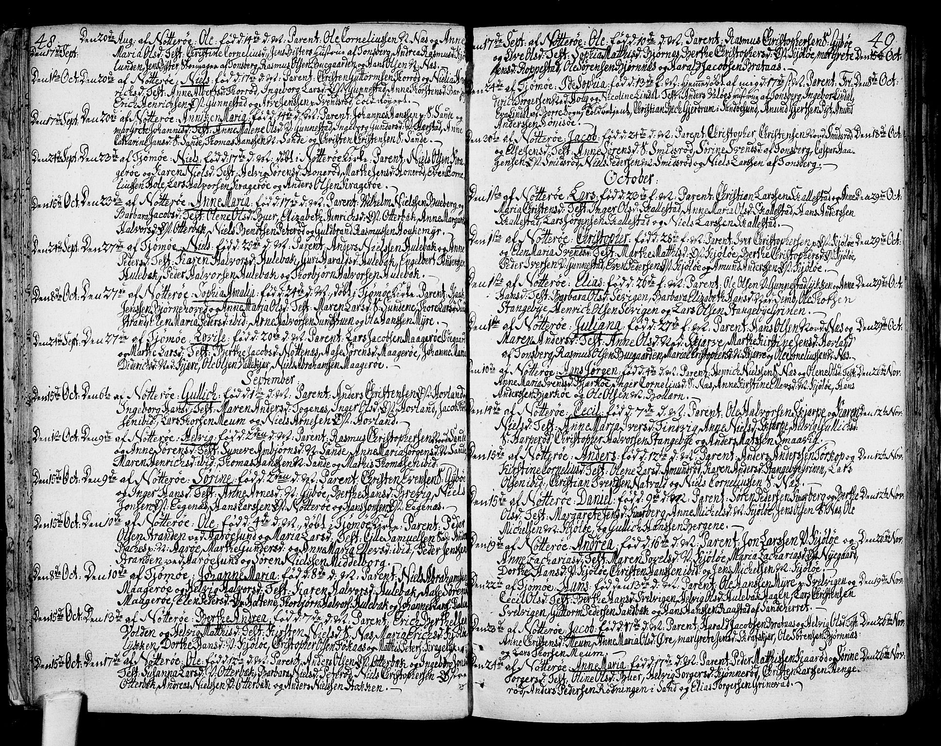 Nøtterøy kirkebøker, AV/SAKO-A-354/F/Fa/L0003: Ministerialbok nr. I 3, 1791-1814, s. 48-49