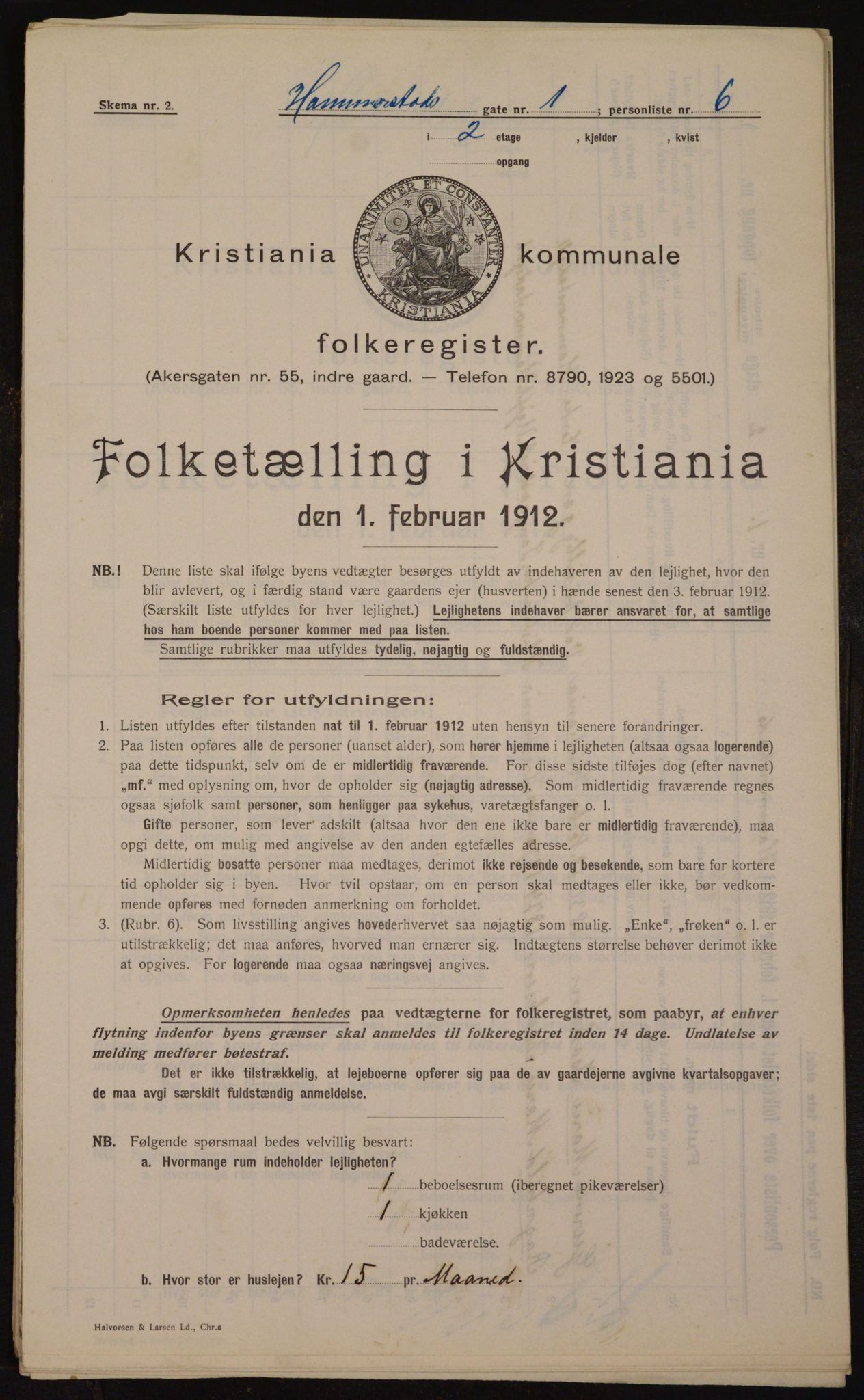 OBA, Kommunal folketelling 1.2.1912 for Kristiania, 1912, s. 34501