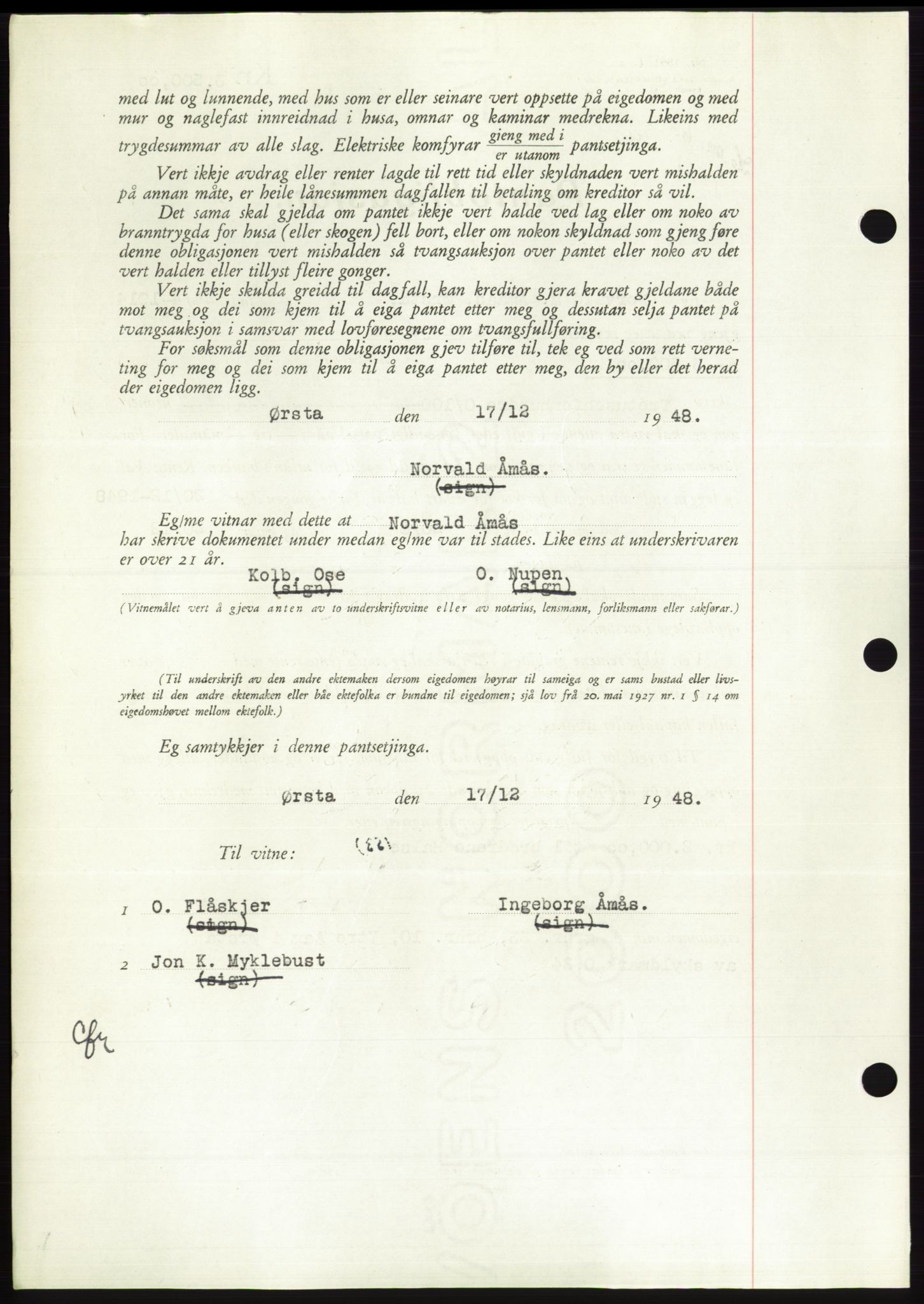 Søre Sunnmøre sorenskriveri, AV/SAT-A-4122/1/2/2C/L0116: Pantebok nr. 4B, 1948-1949, Dagboknr: 66/1949