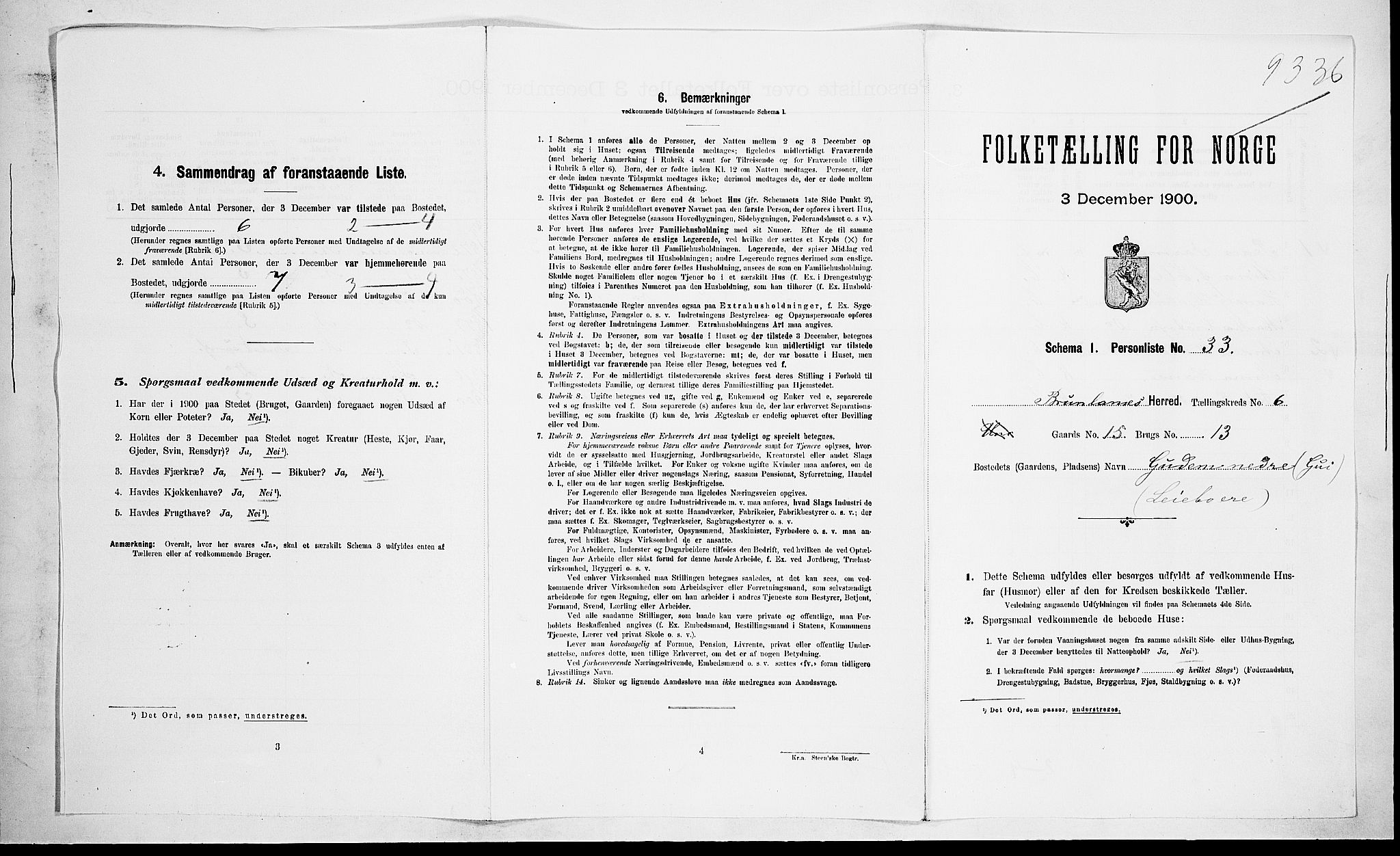 RA, Folketelling 1900 for 0726 Brunlanes herred, 1900, s. 920