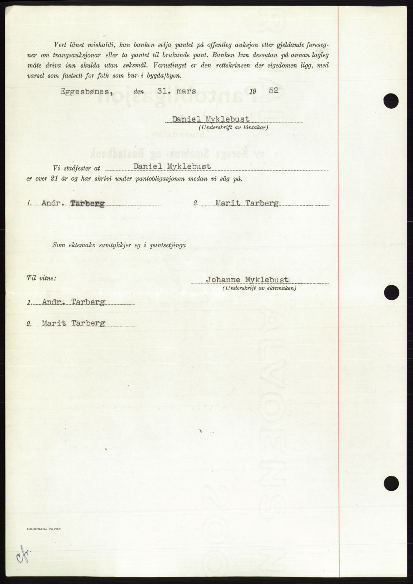 Søre Sunnmøre sorenskriveri, AV/SAT-A-4122/1/2/2C/L0121: Pantebok nr. 9B, 1951-1952, Dagboknr: 773/1952