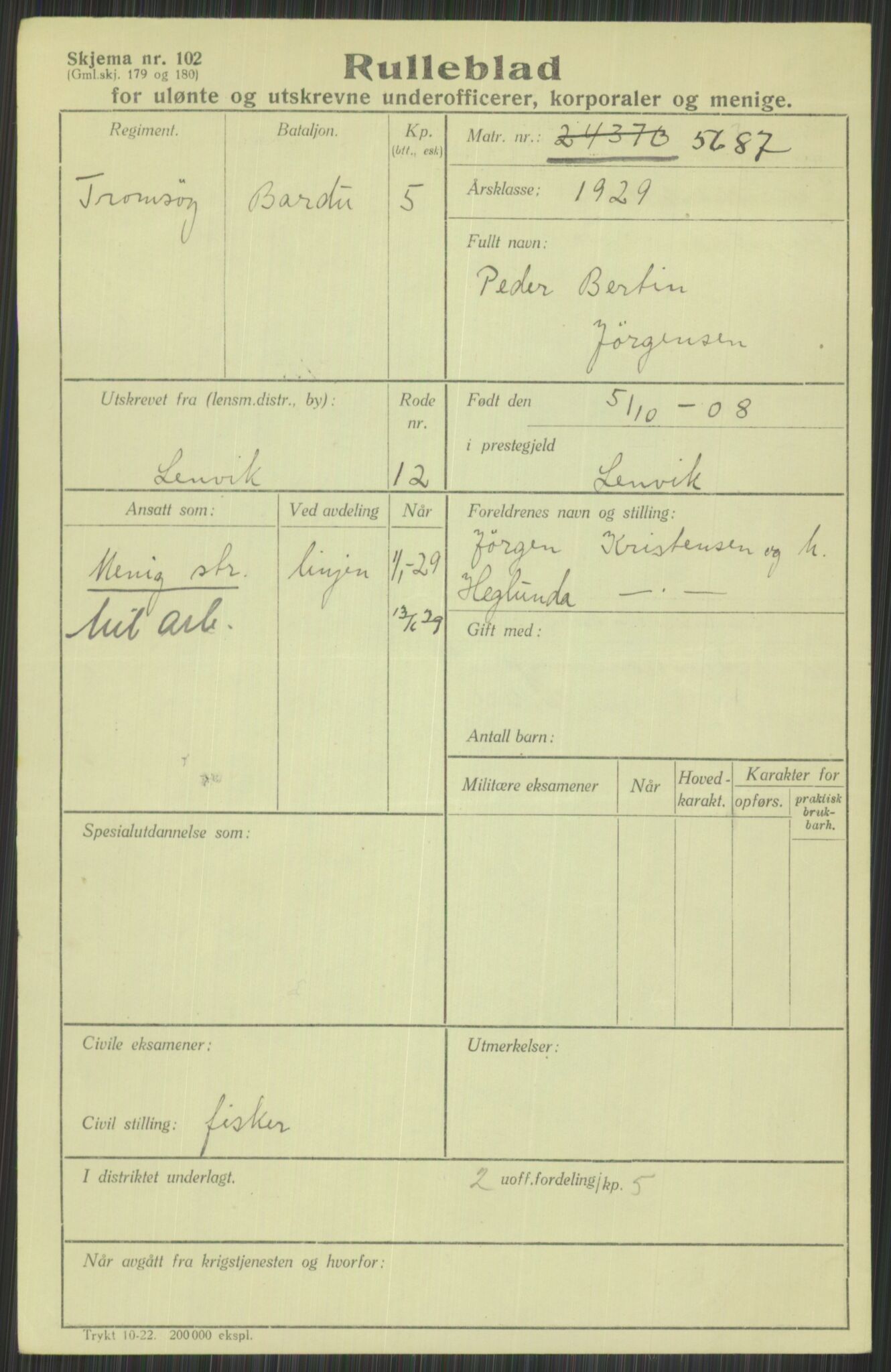 Forsvaret, Troms infanteriregiment nr. 16, AV/RA-RAFA-3146/P/Pa/L0013/0004: Rulleblad / Rulleblad for regimentets menige mannskaper, årsklasse 1929, 1929, s. 617