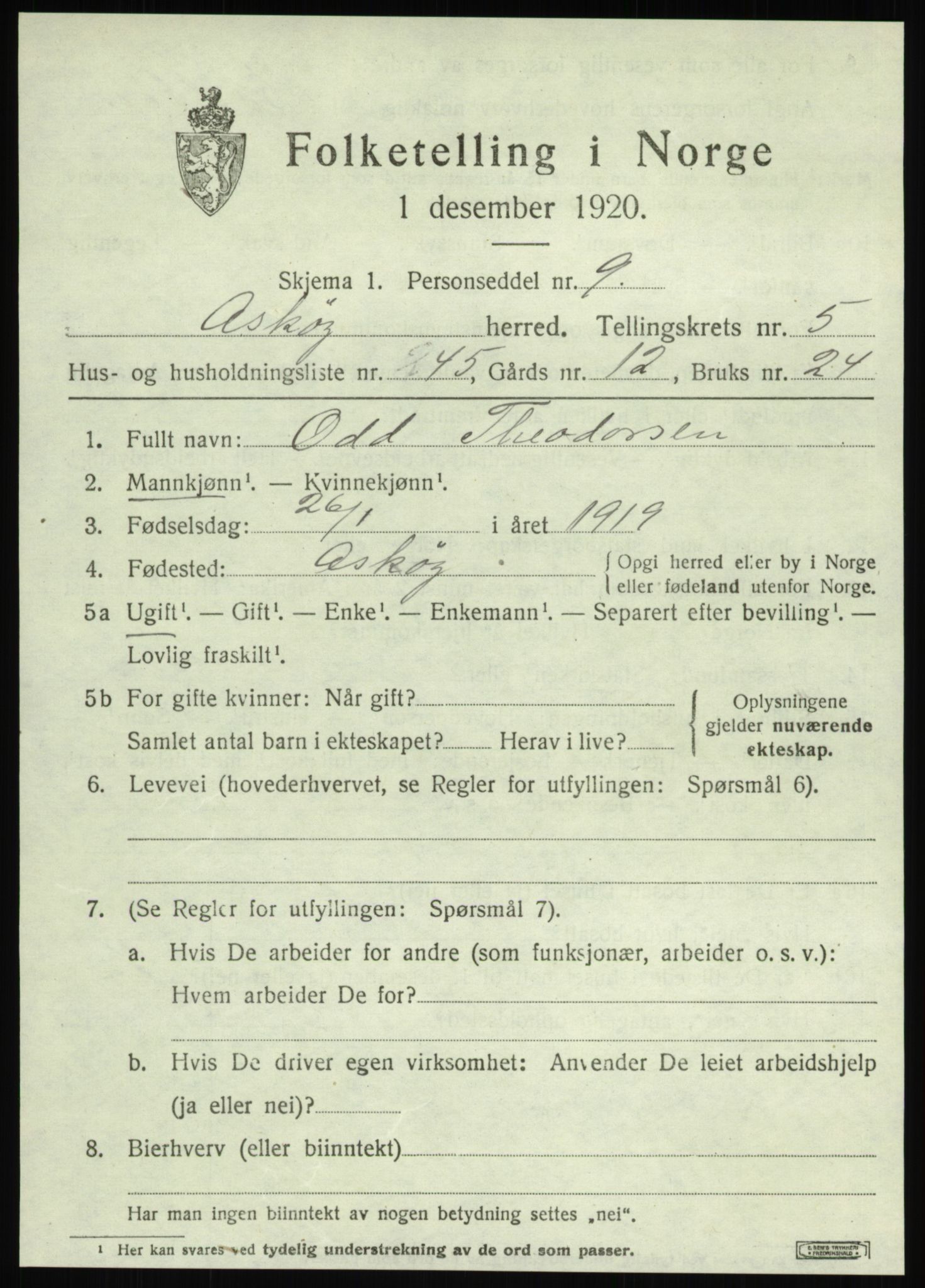 SAB, Folketelling 1920 for 1247 Askøy herred, 1920, s. 9334