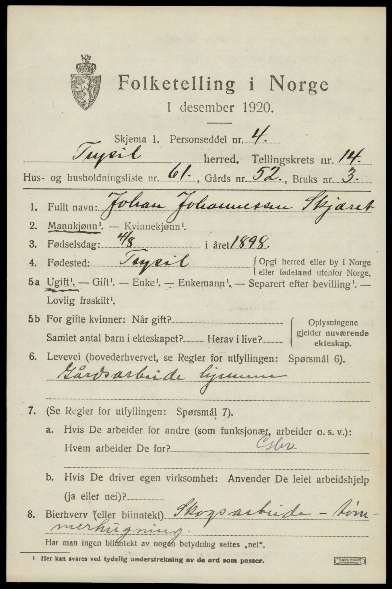 SAH, Folketelling 1920 for 0428 Trysil herred, 1920, s. 8665