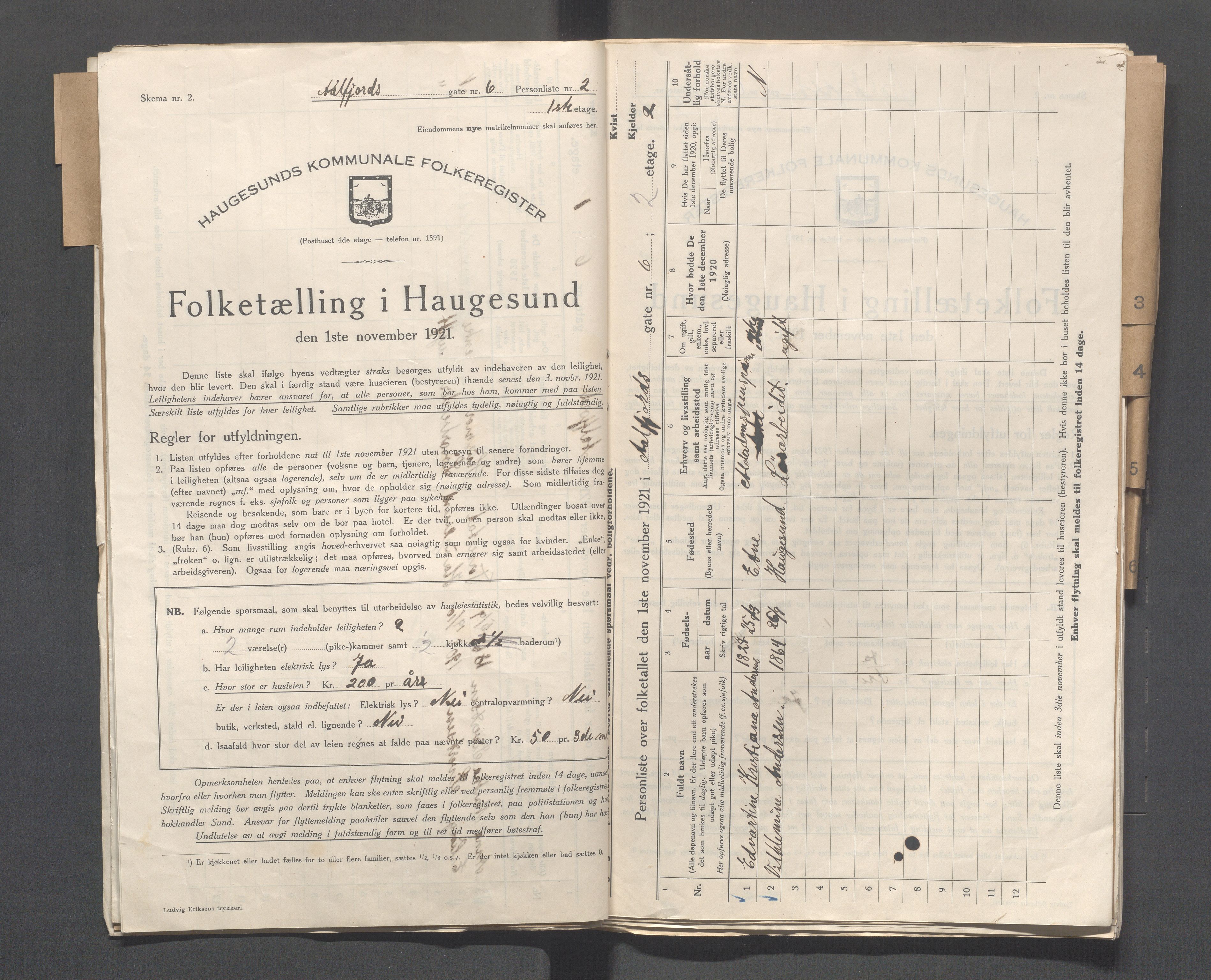 IKAR, Kommunal folketelling 1.11.1921 for Haugesund, 1921, s. 12