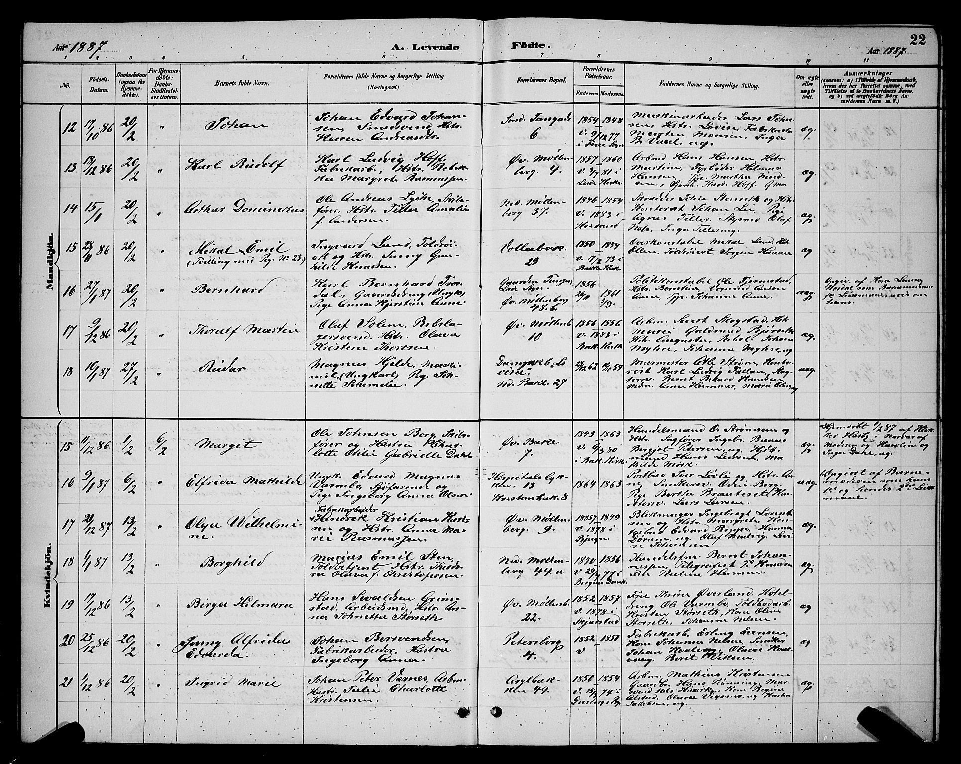 Ministerialprotokoller, klokkerbøker og fødselsregistre - Sør-Trøndelag, SAT/A-1456/604/L0222: Klokkerbok nr. 604C05, 1886-1895, s. 22