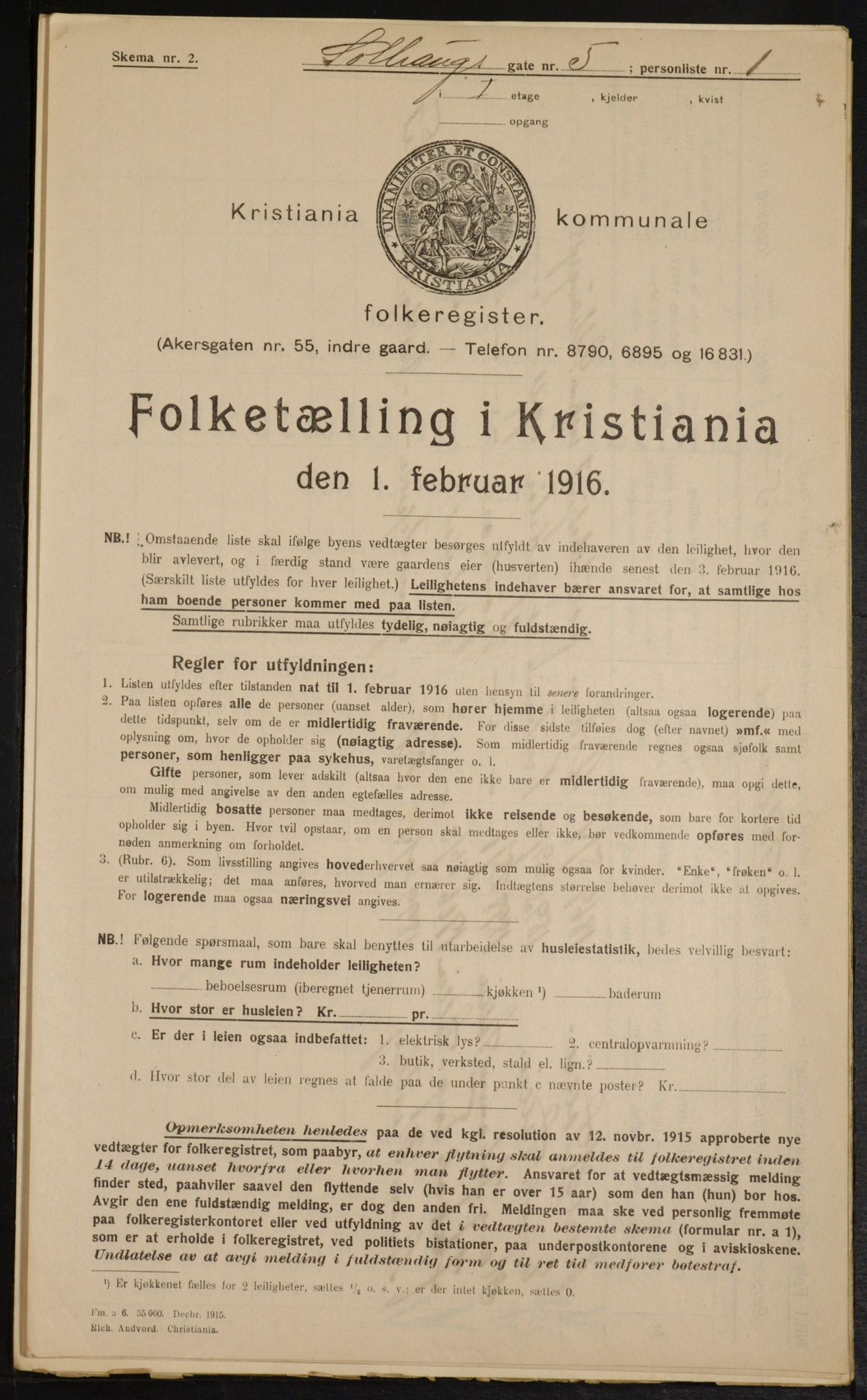 OBA, Kommunal folketelling 1.2.1916 for Kristiania, 1916, s. 101903