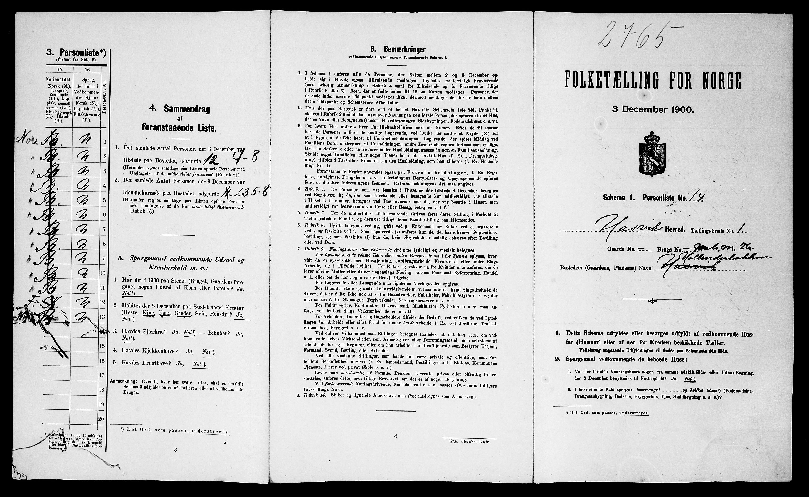 SATØ, Folketelling 1900 for 2015 Hasvik herred, 1900, s. 55
