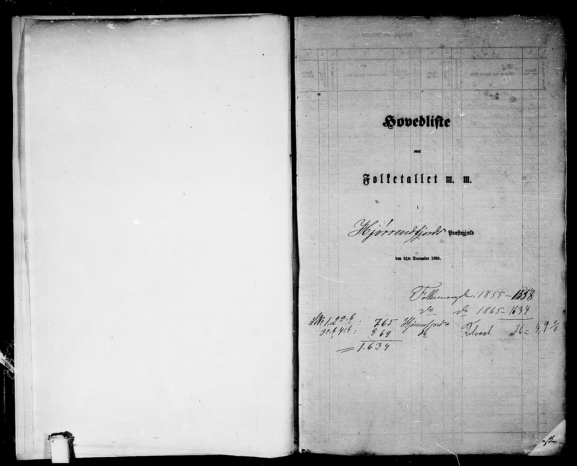 RA, Folketelling 1865 for 1522P Hjørundfjord prestegjeld, 1865, s. 5