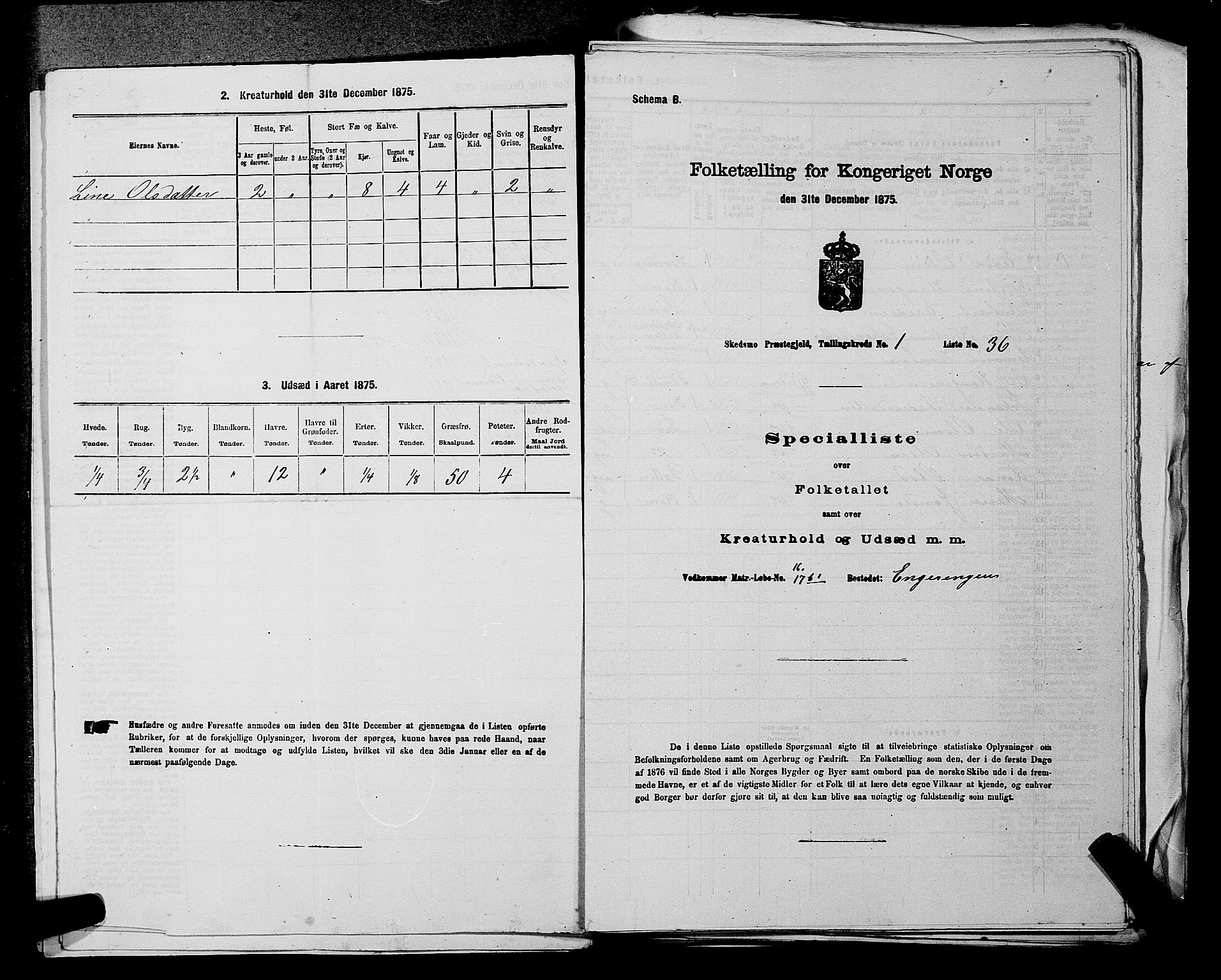 RA, Folketelling 1875 for 0231P Skedsmo prestegjeld, 1875, s. 124