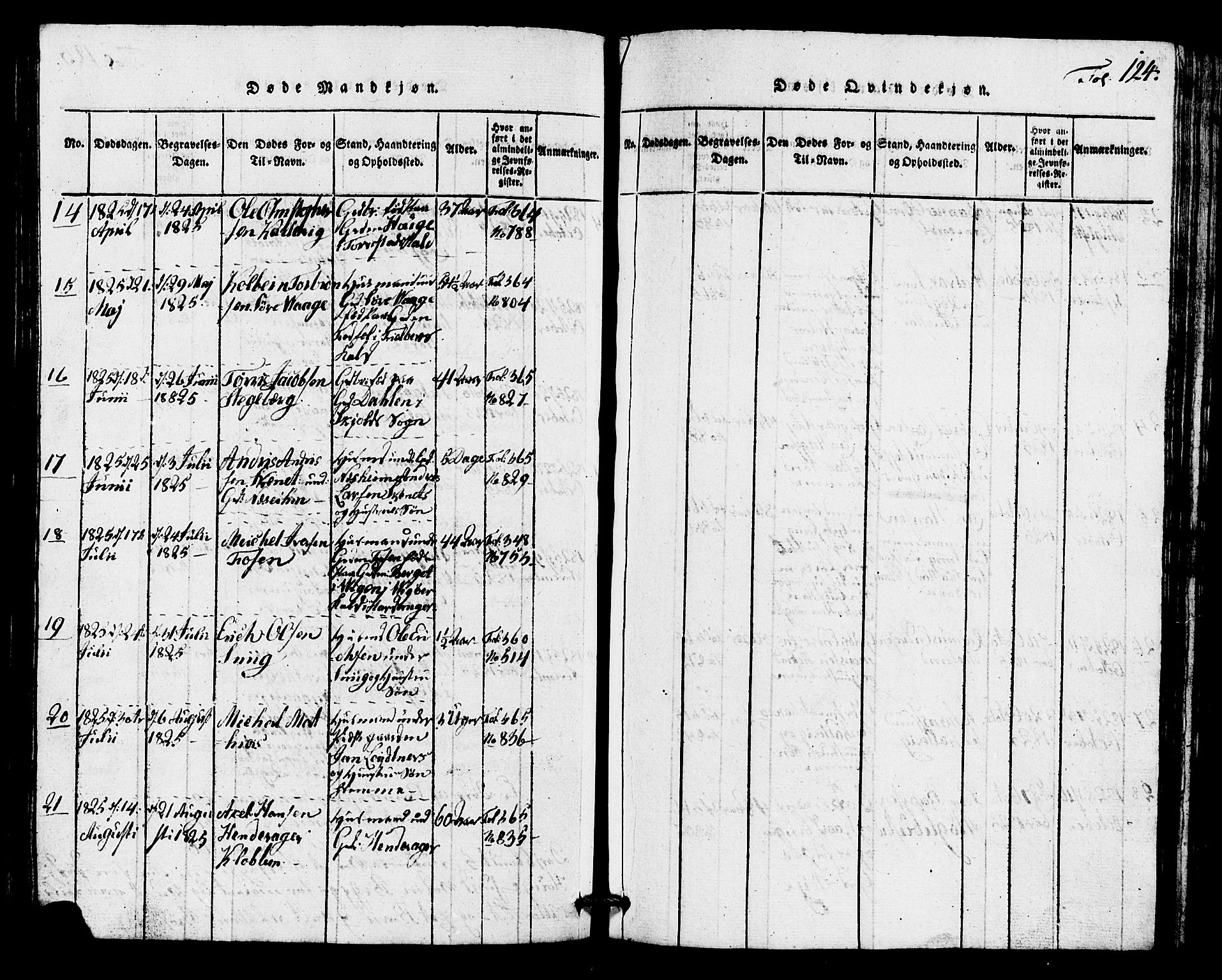 Avaldsnes sokneprestkontor, AV/SAST-A -101851/H/Ha/Hab/L0001: Klokkerbok nr. B 1, 1816-1825, s. 124