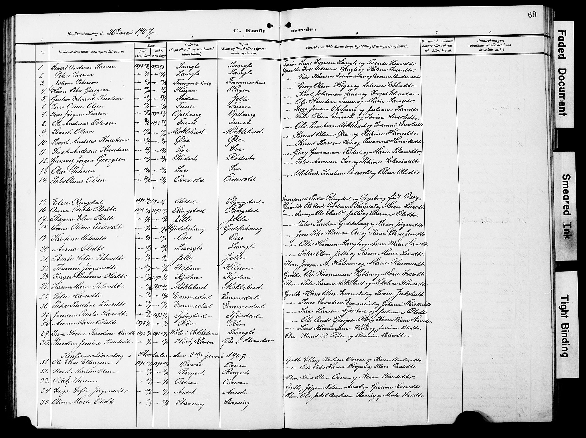 Ministerialprotokoller, klokkerbøker og fødselsregistre - Møre og Romsdal, SAT/A-1454/520/L0293: Klokkerbok nr. 520C05, 1902-1923, s. 69